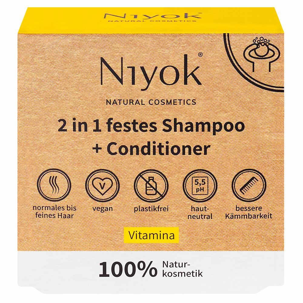 Niyok Festes Haarshampoo in festes Shampoo Conditioner Vitamina, 80 g