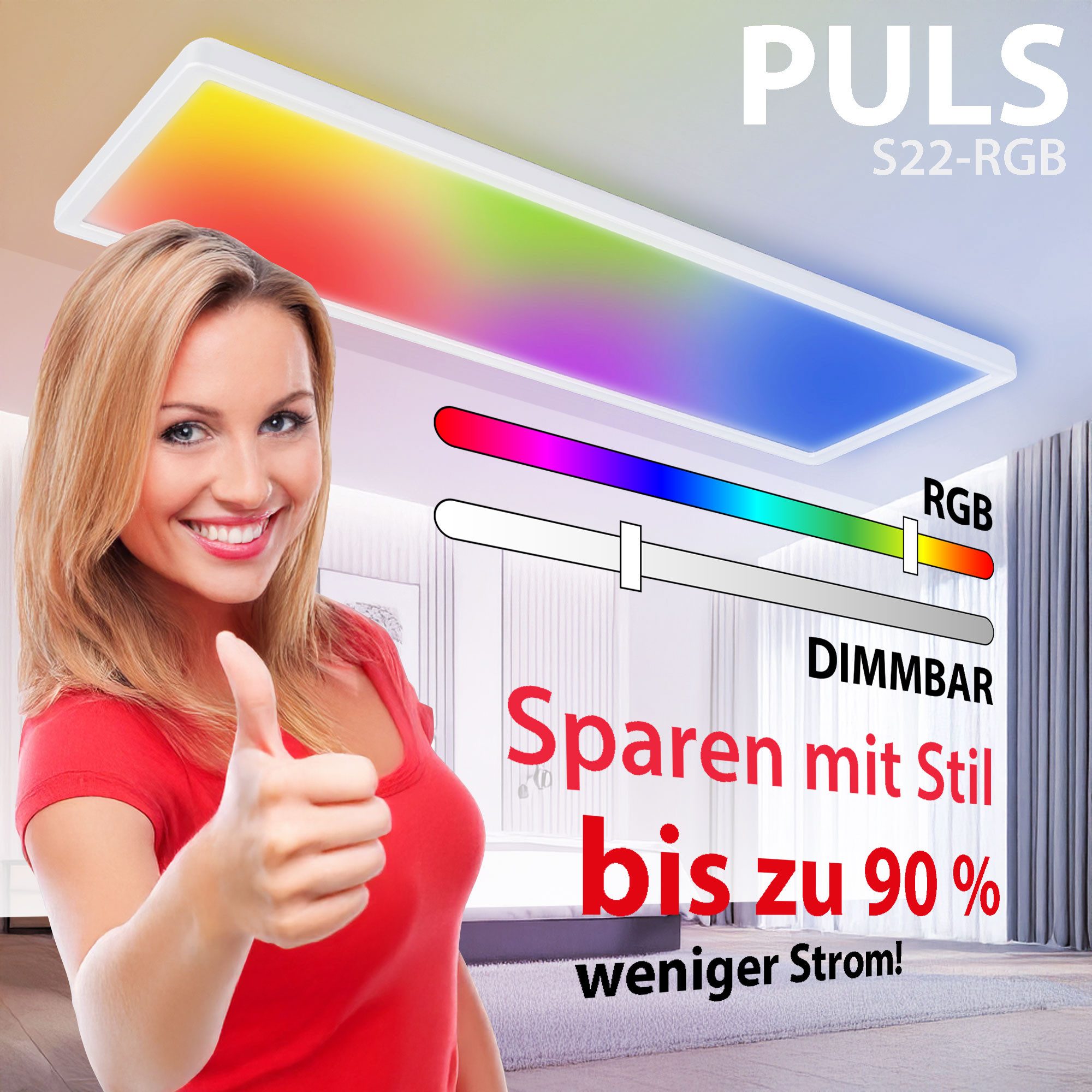 Maxkomfort Deckenleuchte PULS S22 RGB, RGB, LED fest integriert, Neutralweiß, Deckenlampe PULS S22 mit RGB-Farbwechsel