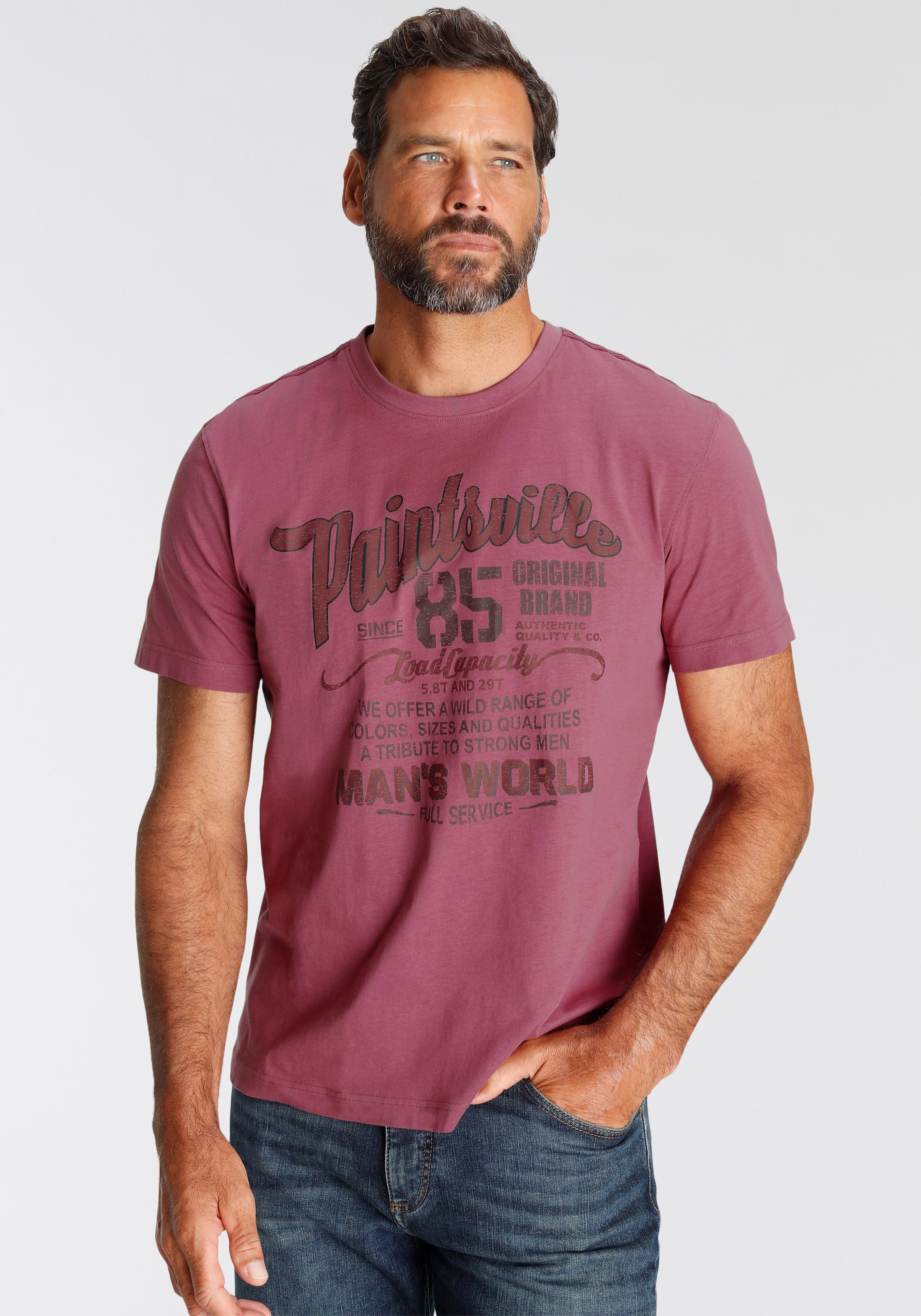 Man's World T-Shirt Kurzarm, mit stylischem Print, Rundhalsausschnitt, aus Baumwolle