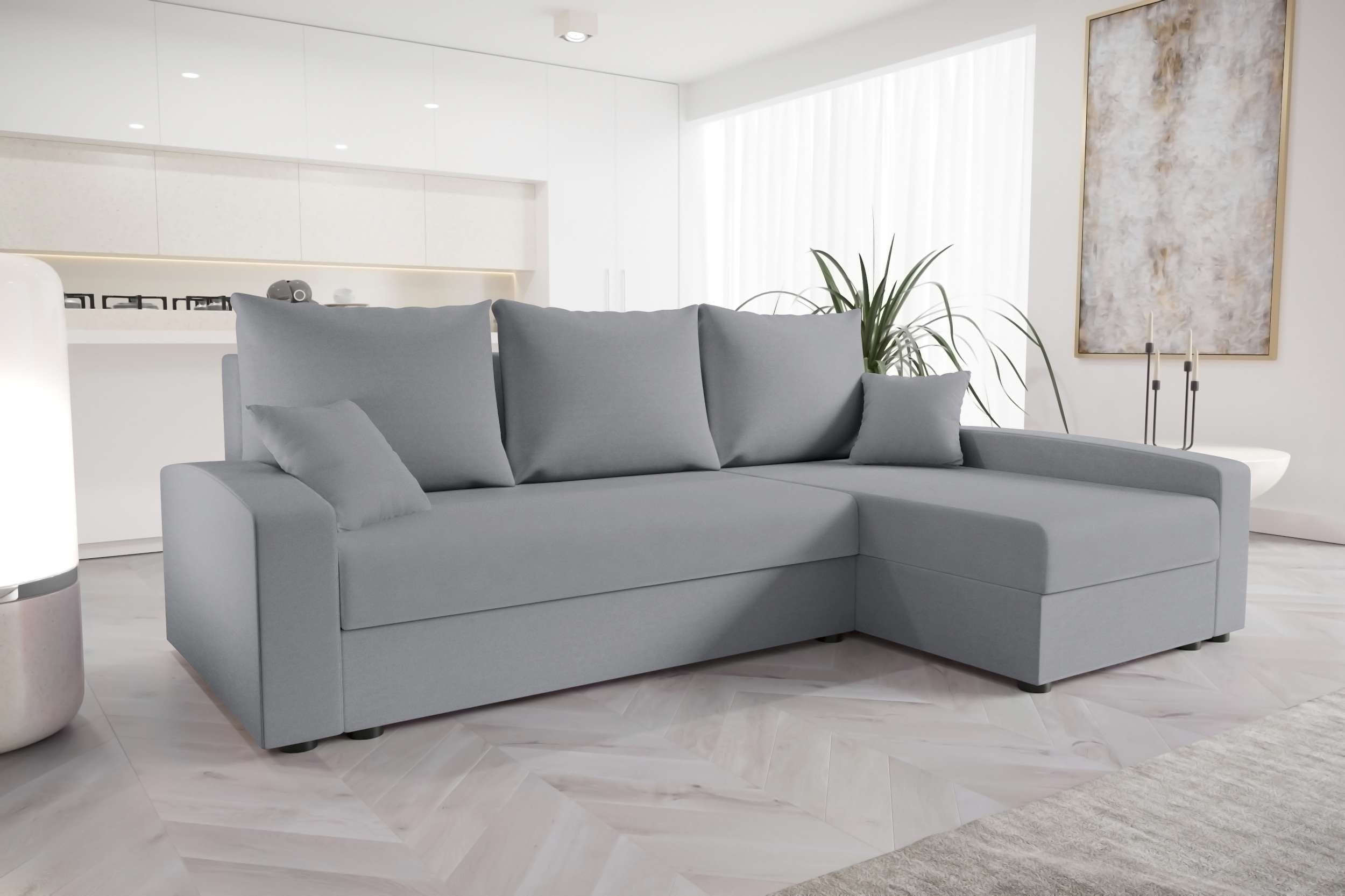 Stylefy Ecksofa Gloria, L-Form, Eckcouch, Sofa, Sitzkomfort, mit Bettfunktion, mit Bettkasten, Modern Design