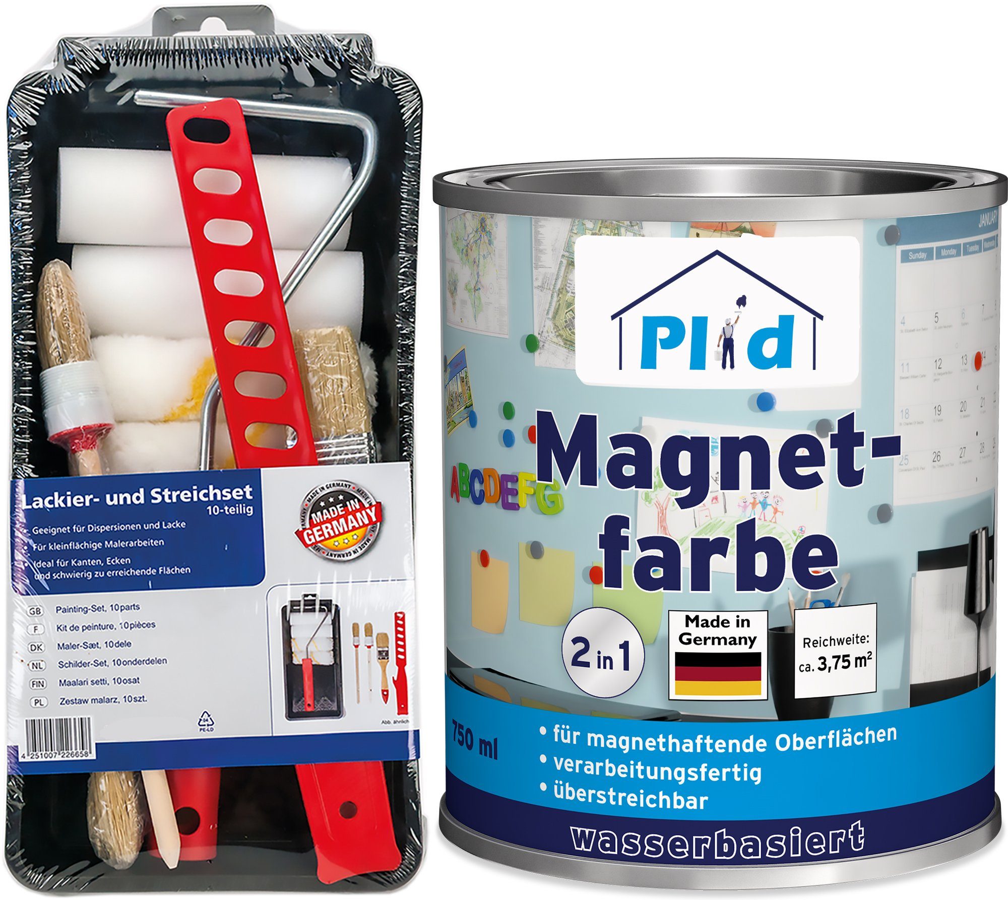 plid Magnetfarbe Premium Magnetfarbe Magnet Magnetlack Magnetwand Set, Schnelltrocknend, Magnetisch