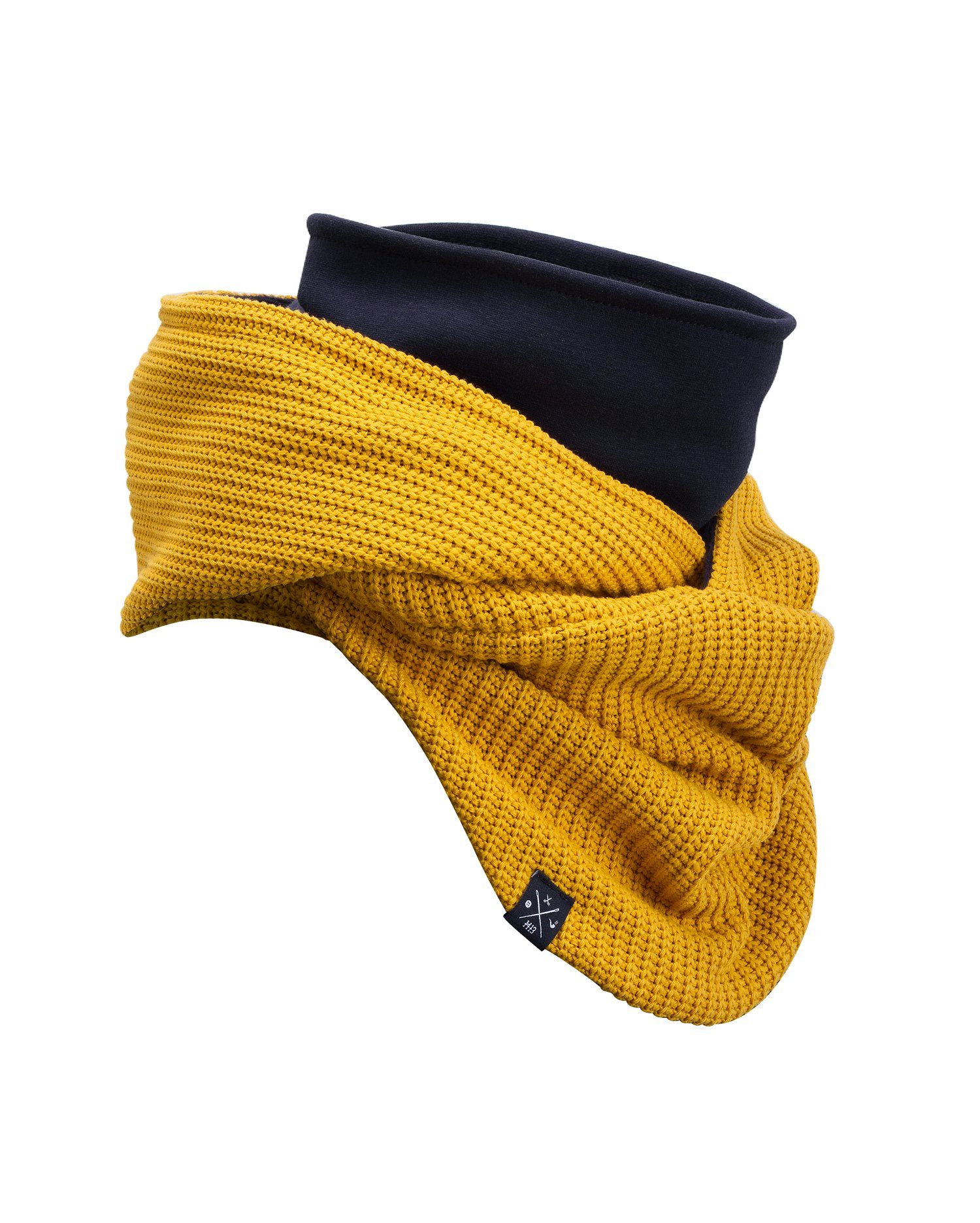 Manufaktur13 Modeschal Knit Hooded Loop - Kapuzenschal, Schal, Strickschal, mit integriertem Windbreaker Mustard