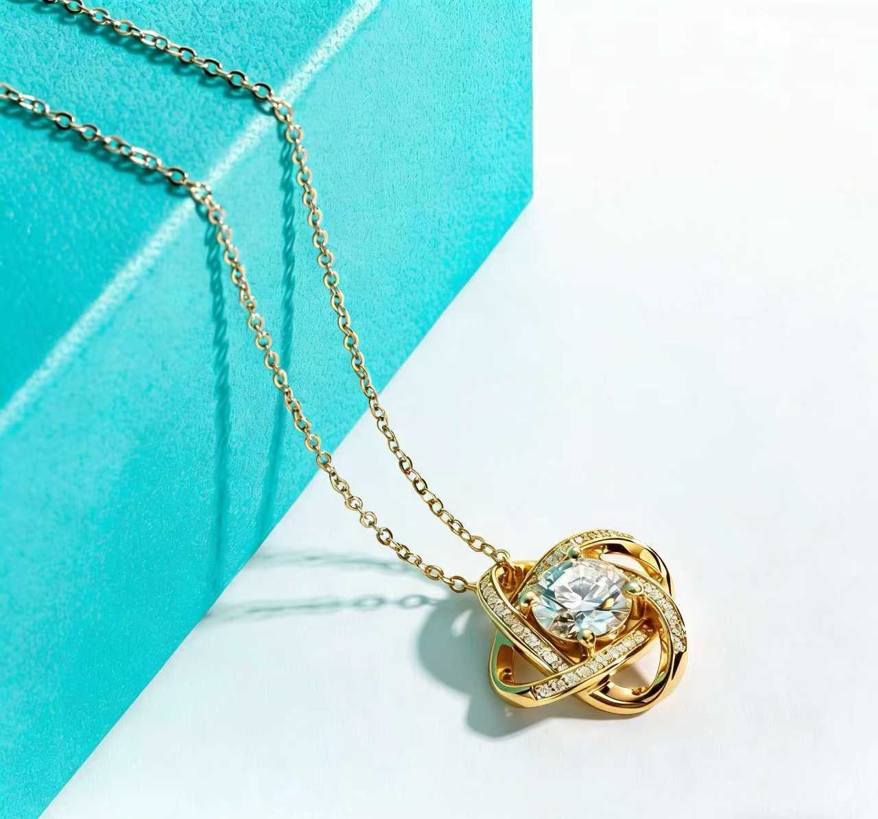 Jumpeak Kette mit Anhänger halskette damen gold,1ct labordiamant,kette für anhänger, große schwester geschenk,schulabschluss geschenk,tochter geschenk