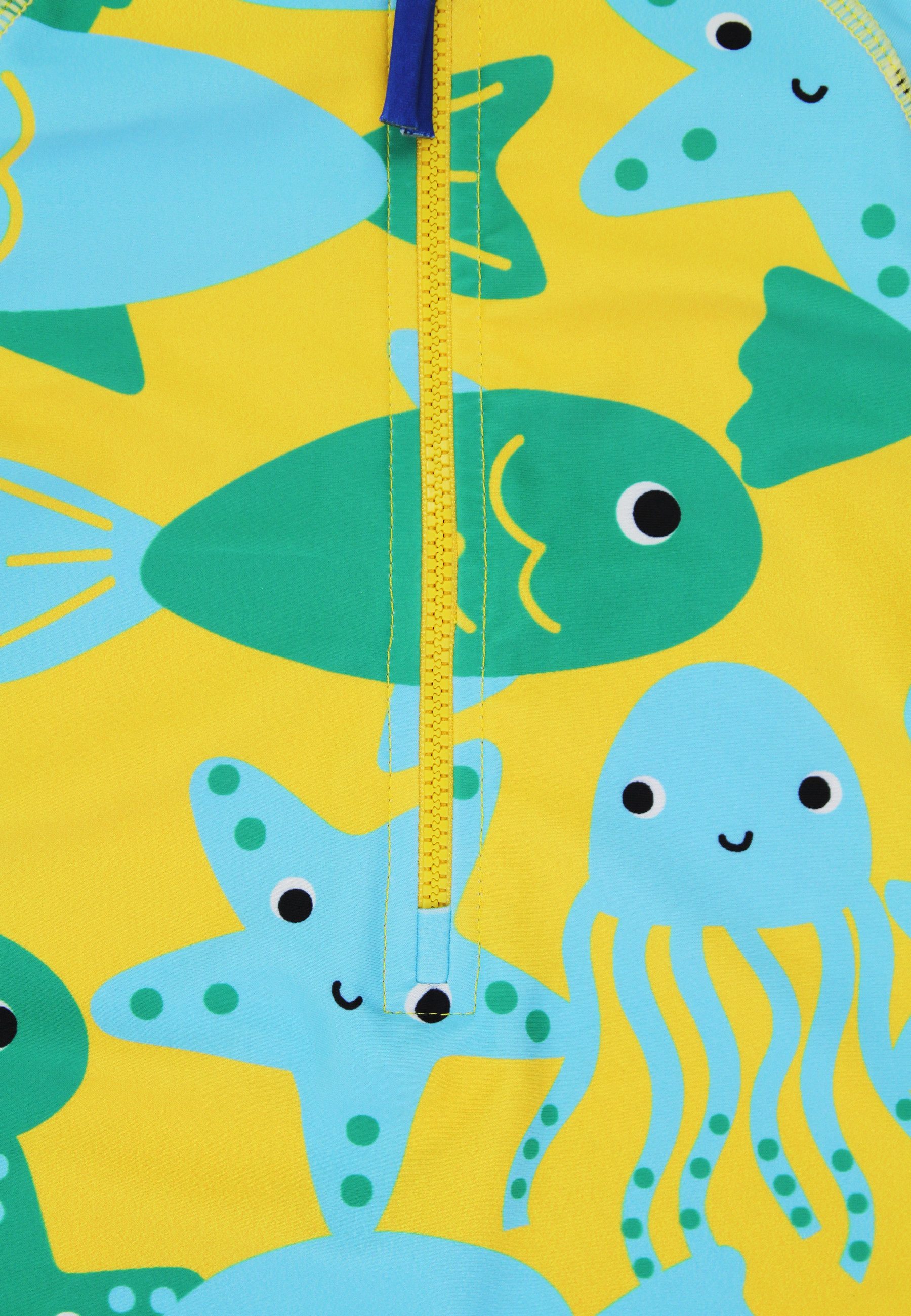 Toby Tiger Schwimmanzug Badeanzug langarm mit Fisch Print