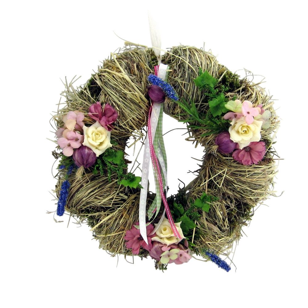 Small-Preis Dekokranz Türkranz Wandkranz rund Natur ø 28 cm - Frühling - Willkommensgruß