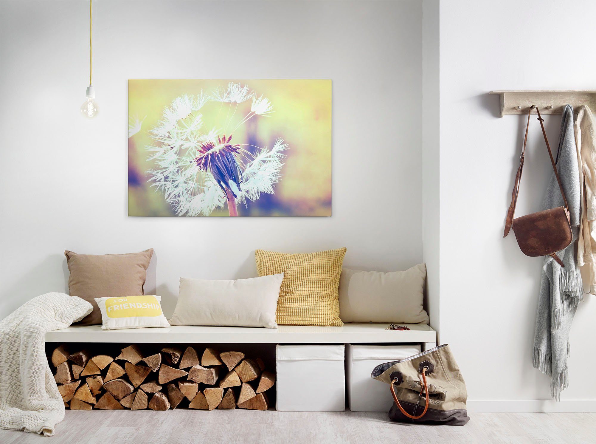 A.S. Création Leinwandbild Dandelion, Gemälde, Kinder, Kunst (1 St), Pusteblume Keilrahmen Leinwand-Bild Wohnzimmer modern Wandbild Kinder