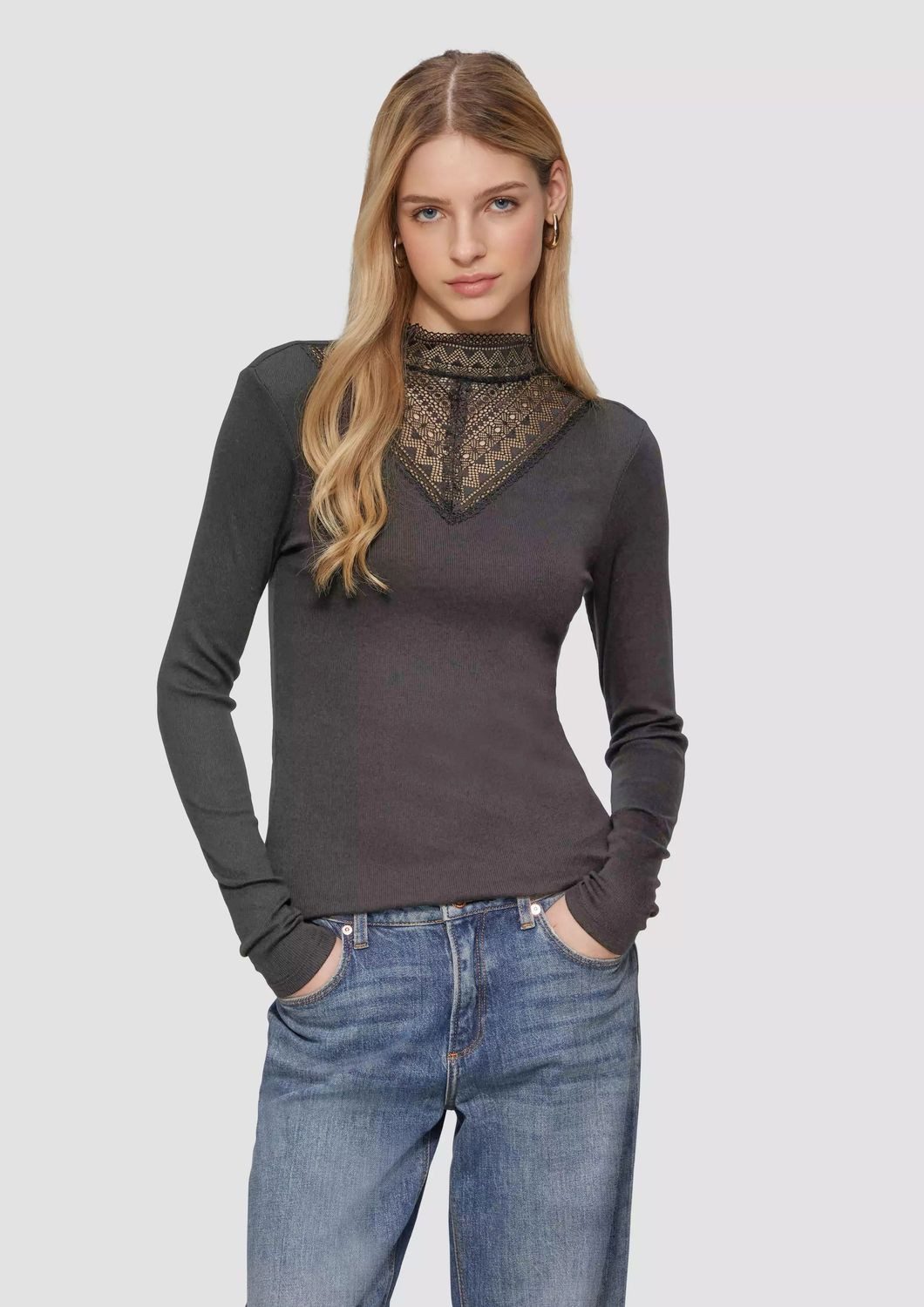 QS Longsleeve Longsleeve gerippt, Slim Fit günstig online kaufen