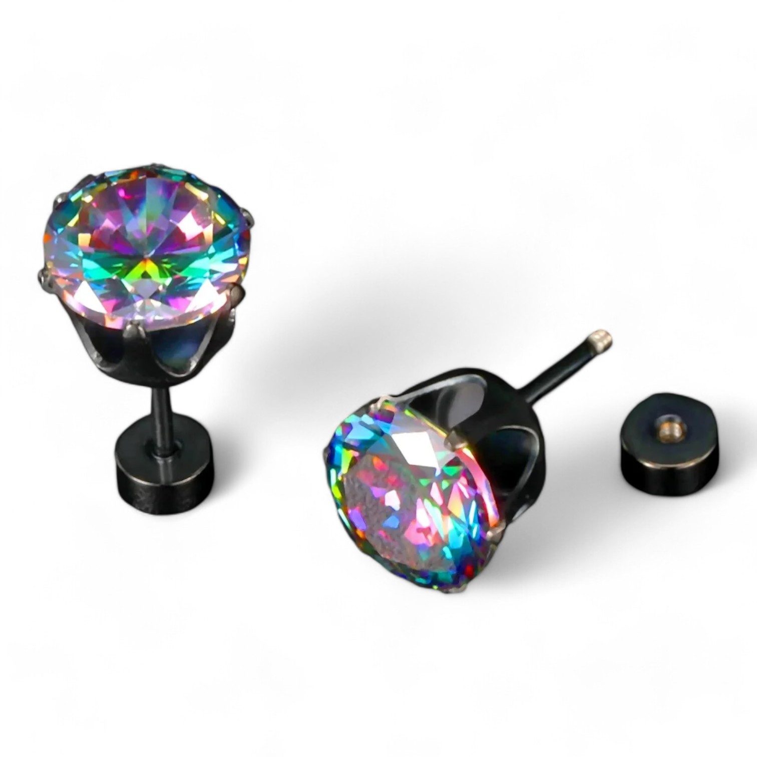 Eyecatcher Paar Ohrstecker Elegante Ohrstecker in Schwarz mit bunt funkelnd günstig online kaufen