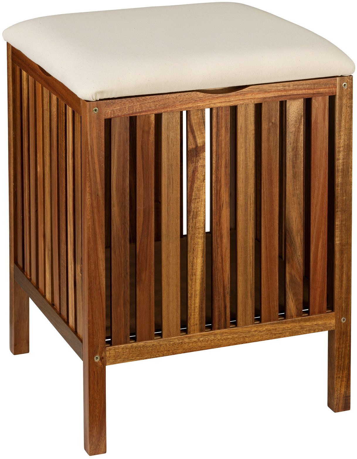WENKO Hocker Fondi, gepolstert, aus Akazienholz, ideal zur Wäscheaufbewahru günstig online kaufen