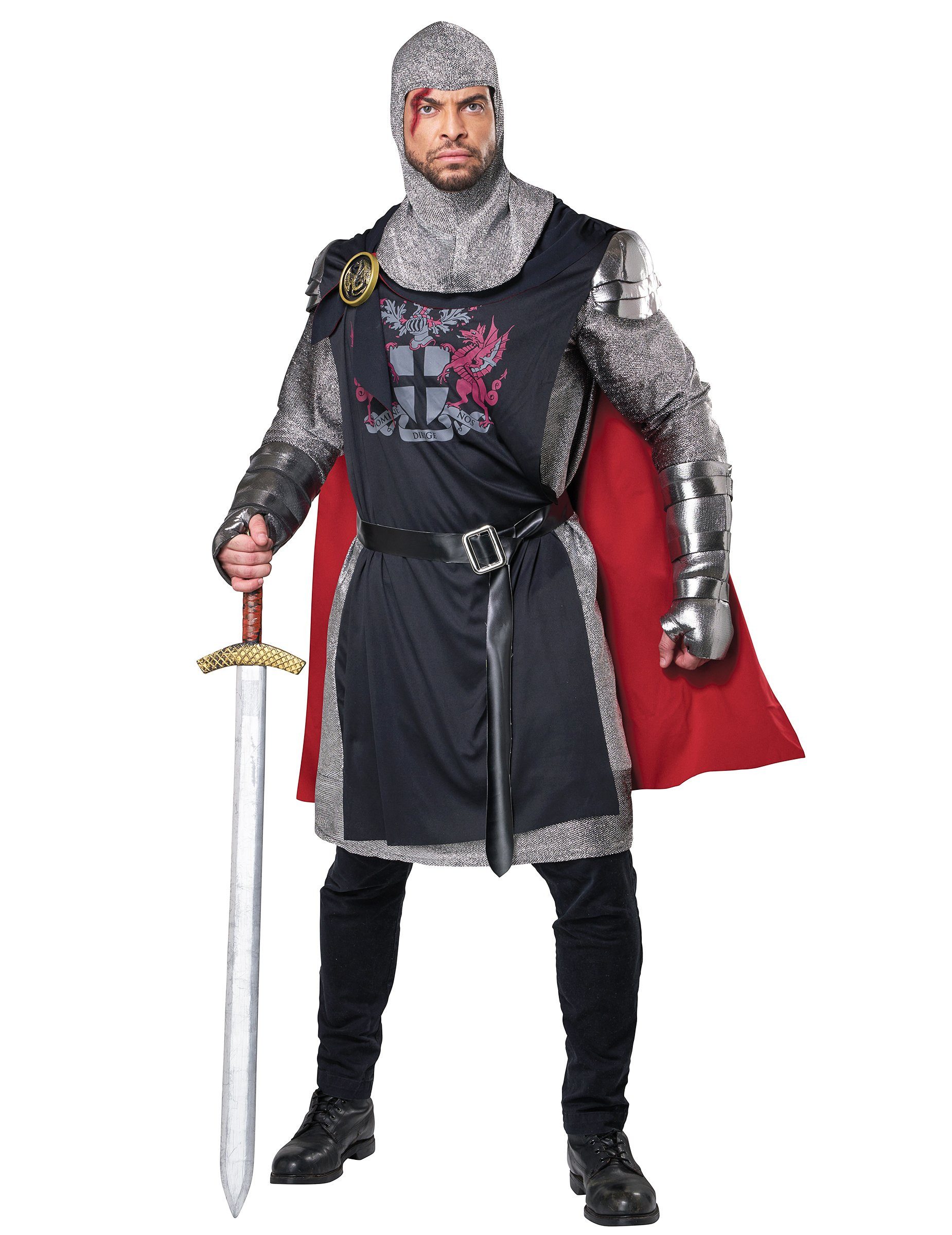 Kostüm Mittelalterlicher Ritter Krieger Kostüm schwarz-silber