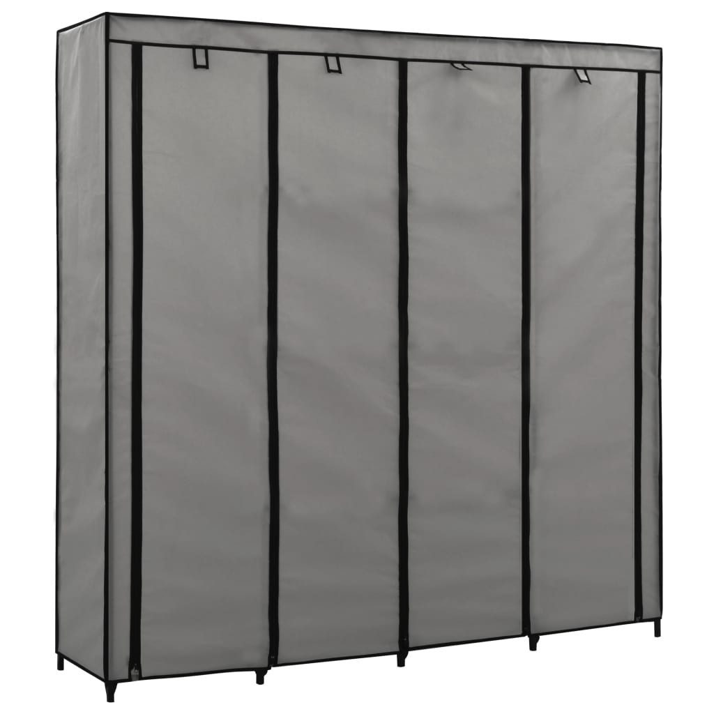 furnicato Kleiderschrank Kleiderständer mit 4 Fächern 175x45x170 cm Grau
