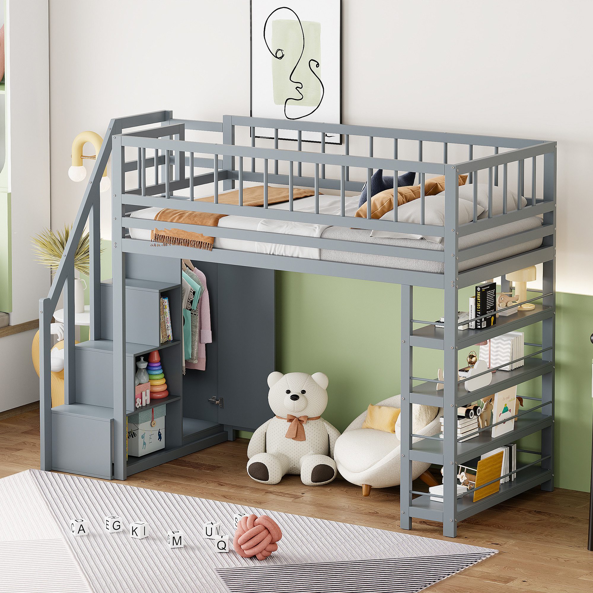 Odikalo Kinderbett Hochbett 90 x 200cm, günstig online kaufen