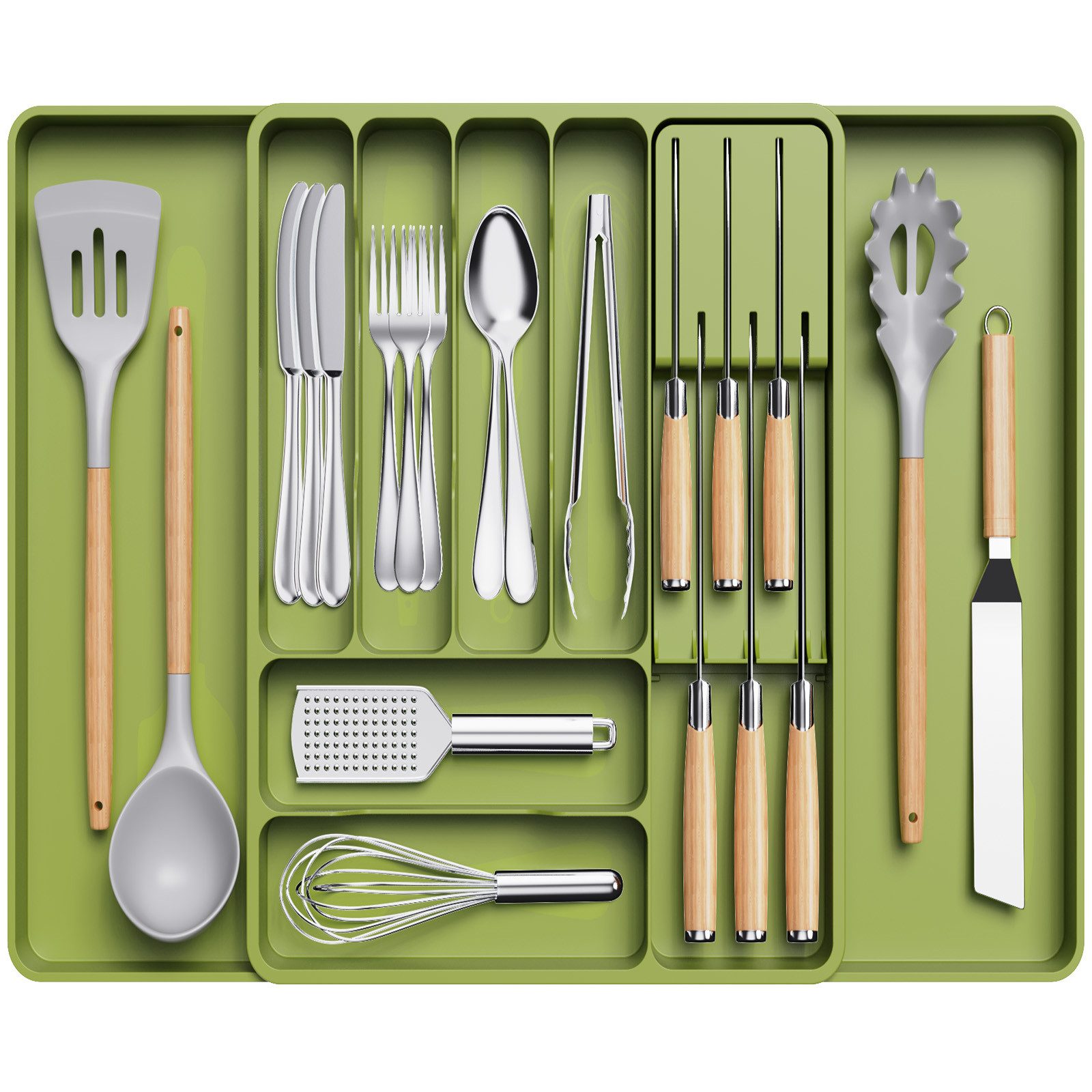 Lifewit Besteckeinsatz Erweiterbarer Besteckkasten mit herausnehmbarem Mess günstig online kaufen