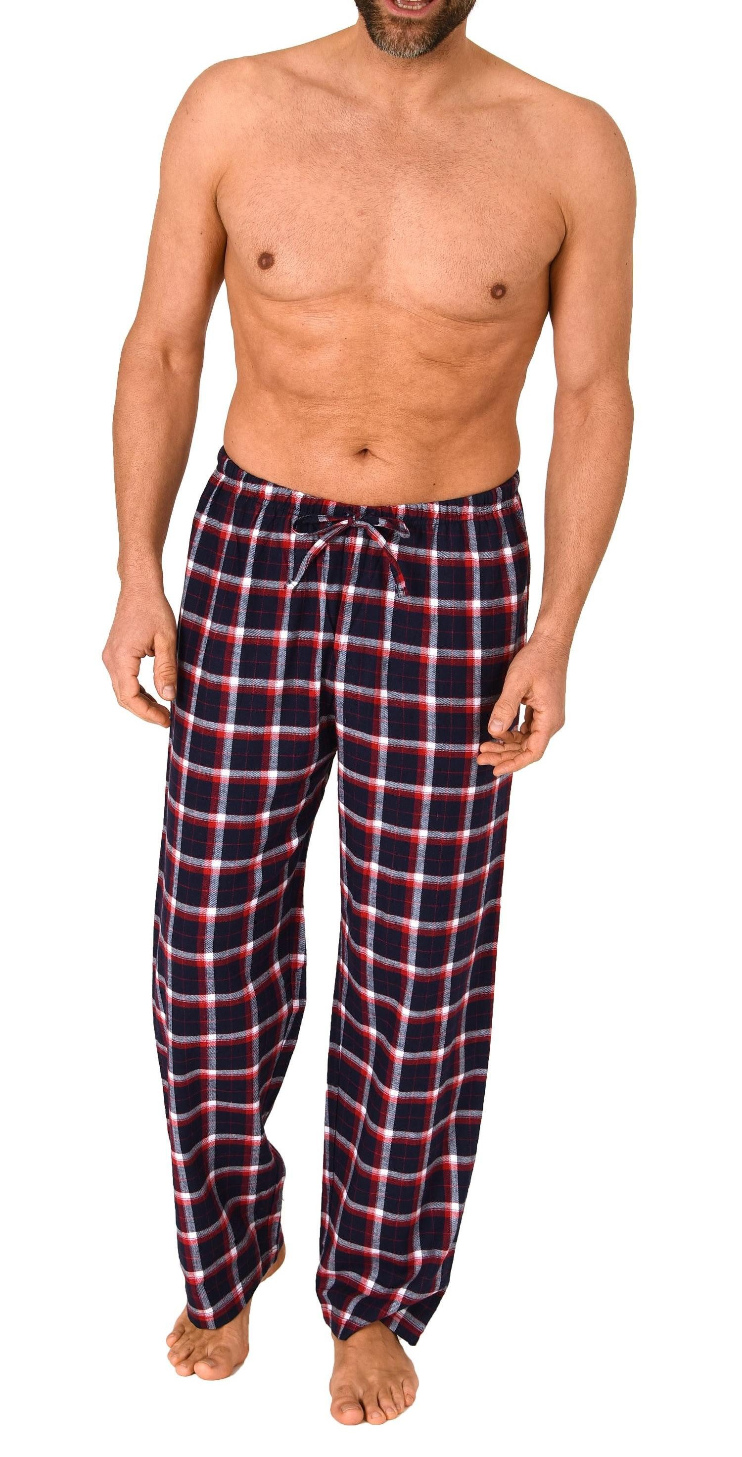 Normann Pyjama Herren Flanell Schlafanzug Hose in Karo-Optik günstig online kaufen