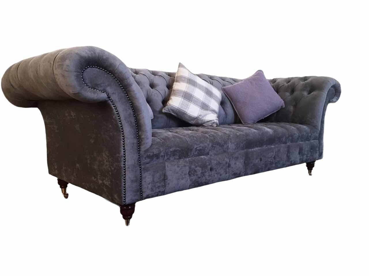 in Made 3-Sitzer Moderner Dreisitzer Chesterfield Grauer JVmoebel Europe Sofa Couch, Luxus