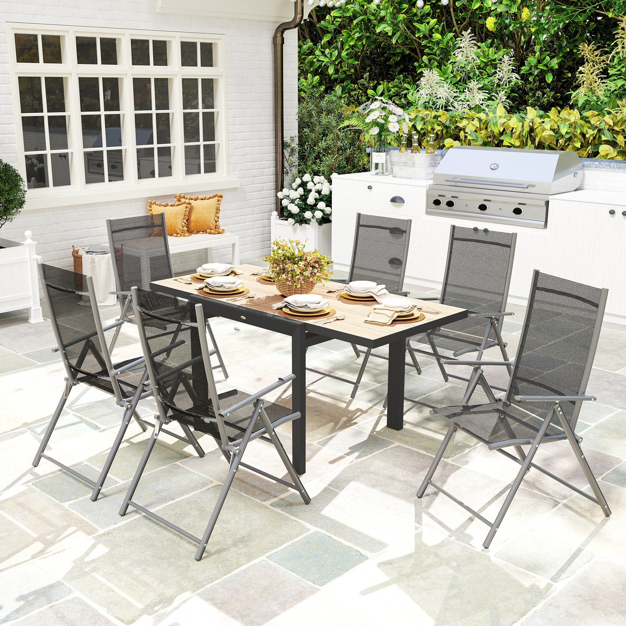 Outsunny Gartentisch für 6 Personen (wetterfest günstig online kaufen
