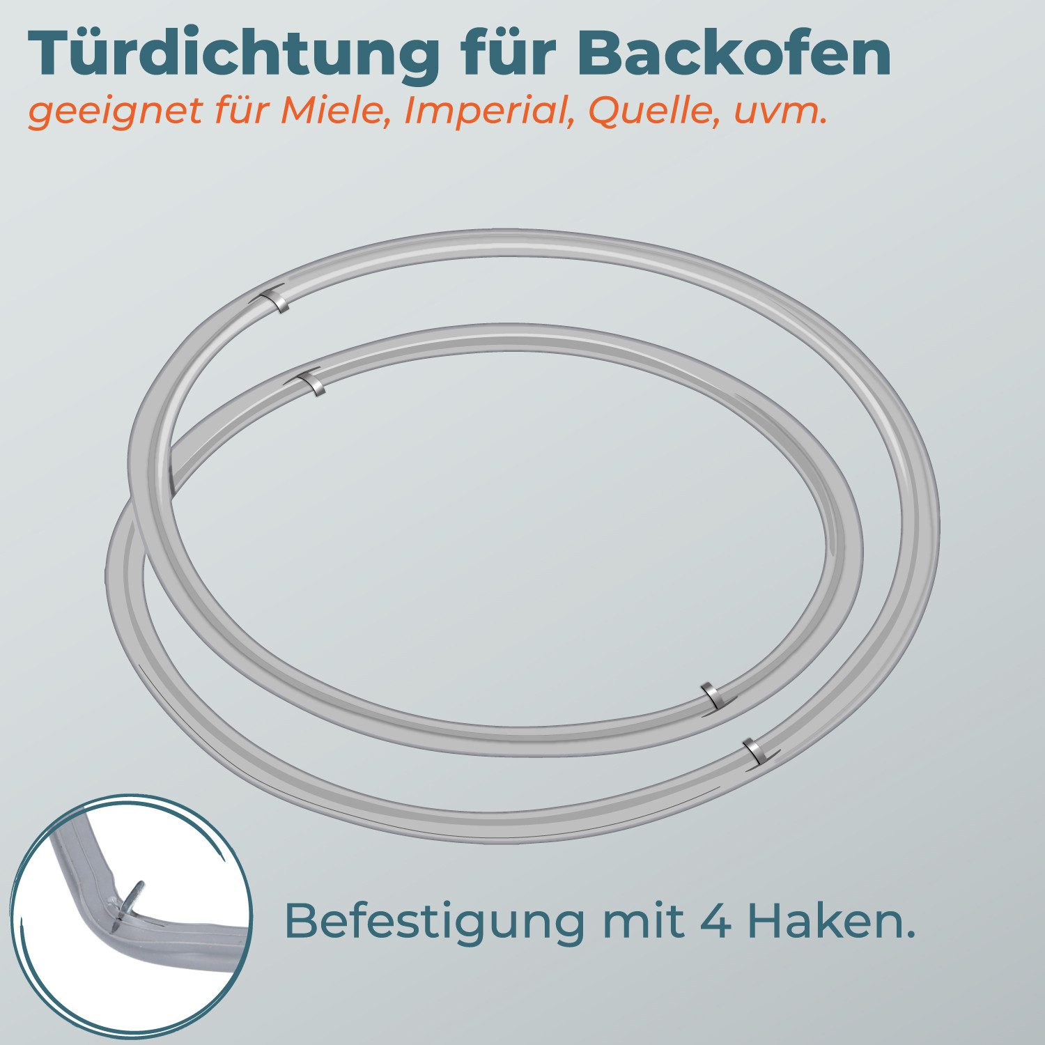 Kenekos Montagezubehör Backofen Türdichtung Dichtung Ersatz für Miele 6432220 (1 St), Gummi 4 Haken für Backofen Herd Tür