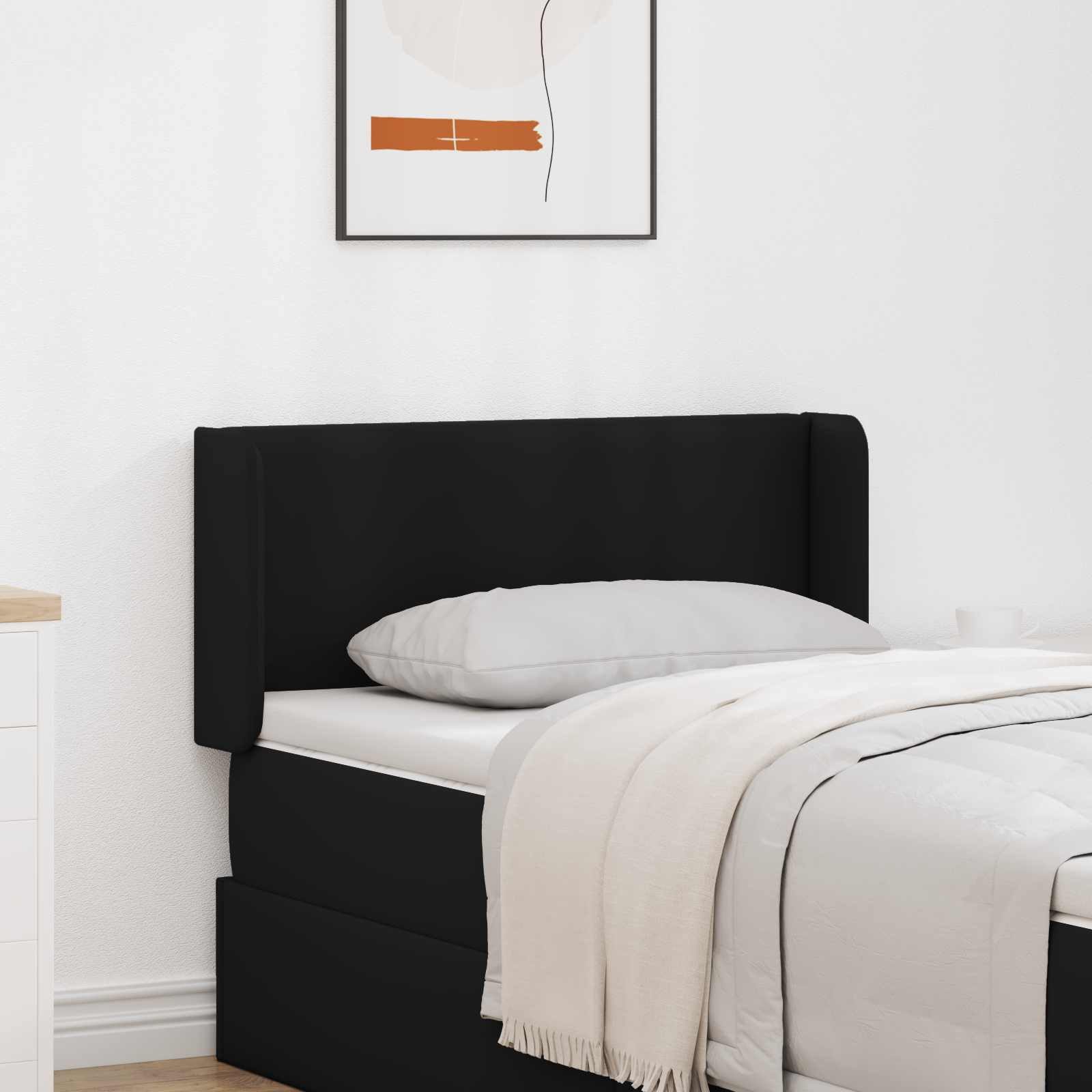 vidaXL Betthimmel Kopfteil Ohr Schwarz PVC (1-tlg)