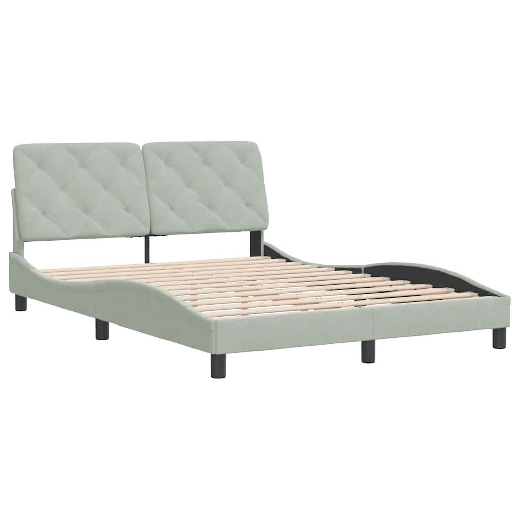 vidaXL Bett Bettgestell ohne Matratze Hellgrau 120x200 cm Samt