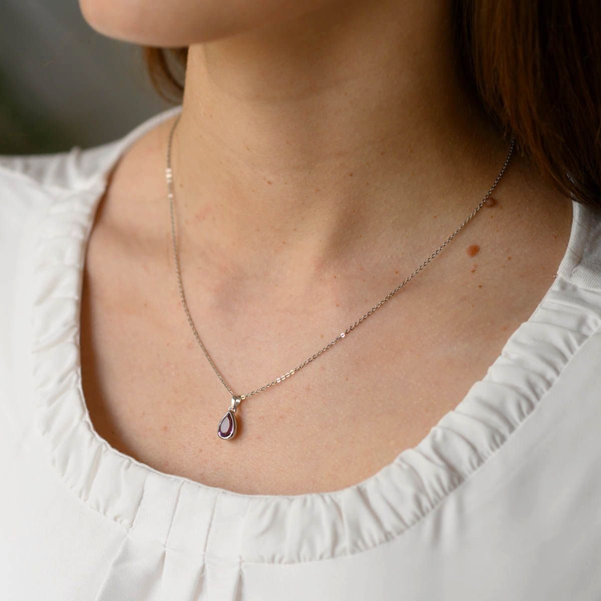 Materia Kettenanhänger Tropfen Amethyst Edelstein Lila günstig online kaufen