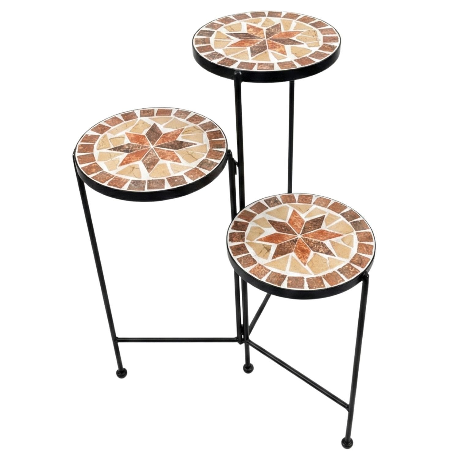 Mosaik-Meister Blumenhocker Mosaik Beistelltisch Balkon Metall Pflanzenregal Blumenständer (0 St)