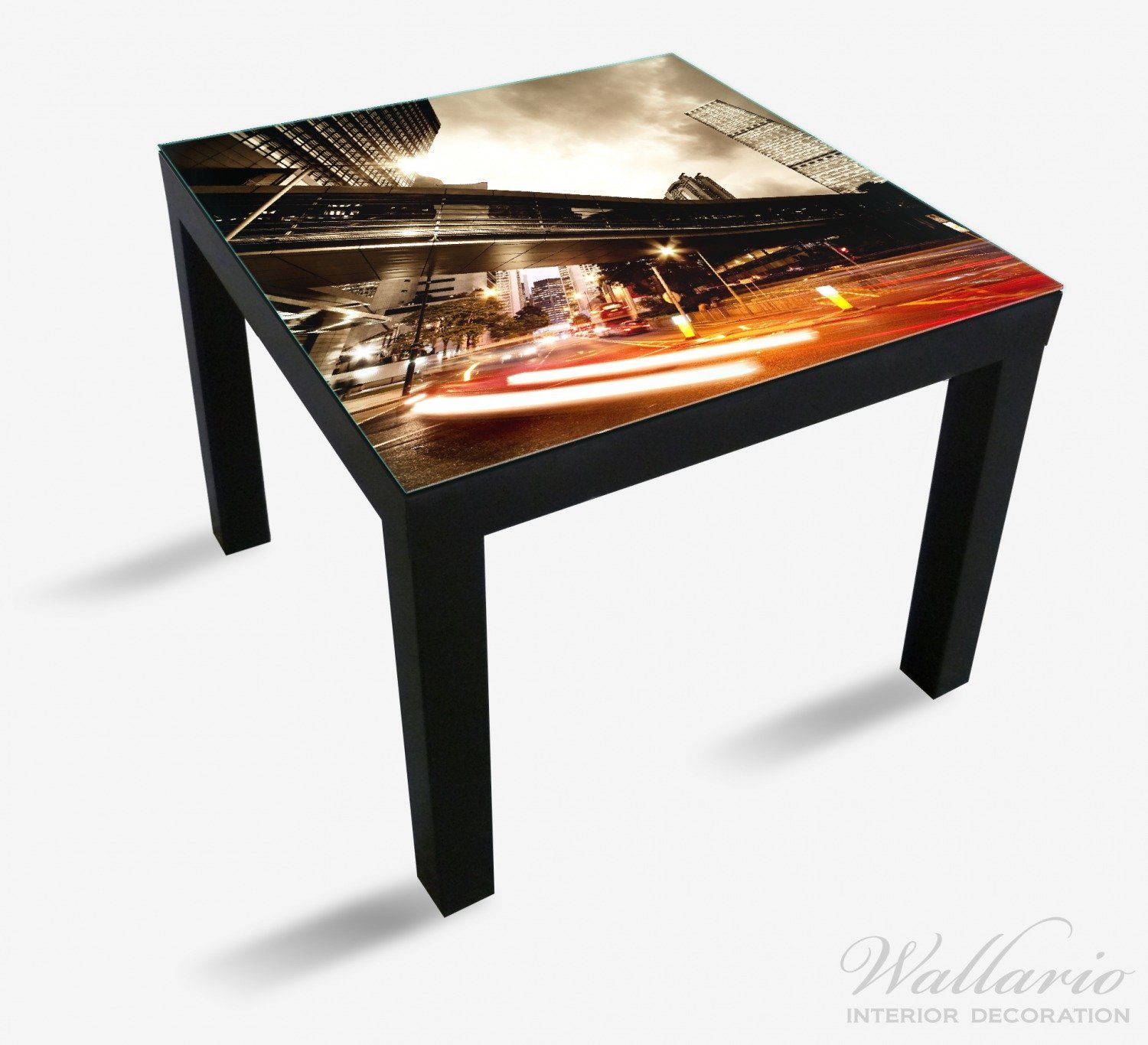 Tischplatte Abend Stadt Ikea Tisch Wallario - für Lack geeignet St), (1 Straße am