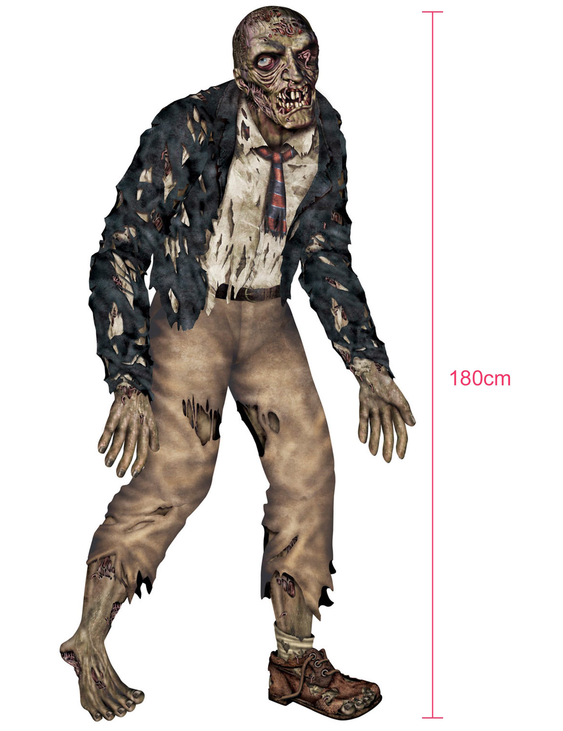 360 Degrees Kostüm Schlurfender Zombie Halloween Deko-Pappfigur bunt 182cm