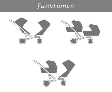 babies-on-wheels Zwillings-Kombikinderwagen Twin-Go 2 in 1 inkl. Sportsitze und umfangreichen Zubehör in 4 Farben