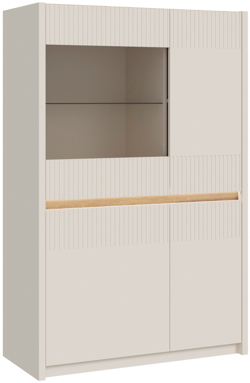 FORTE Vitrine Oak Squere Highboard, Beleuchtung, SoftClose günstig online kaufen