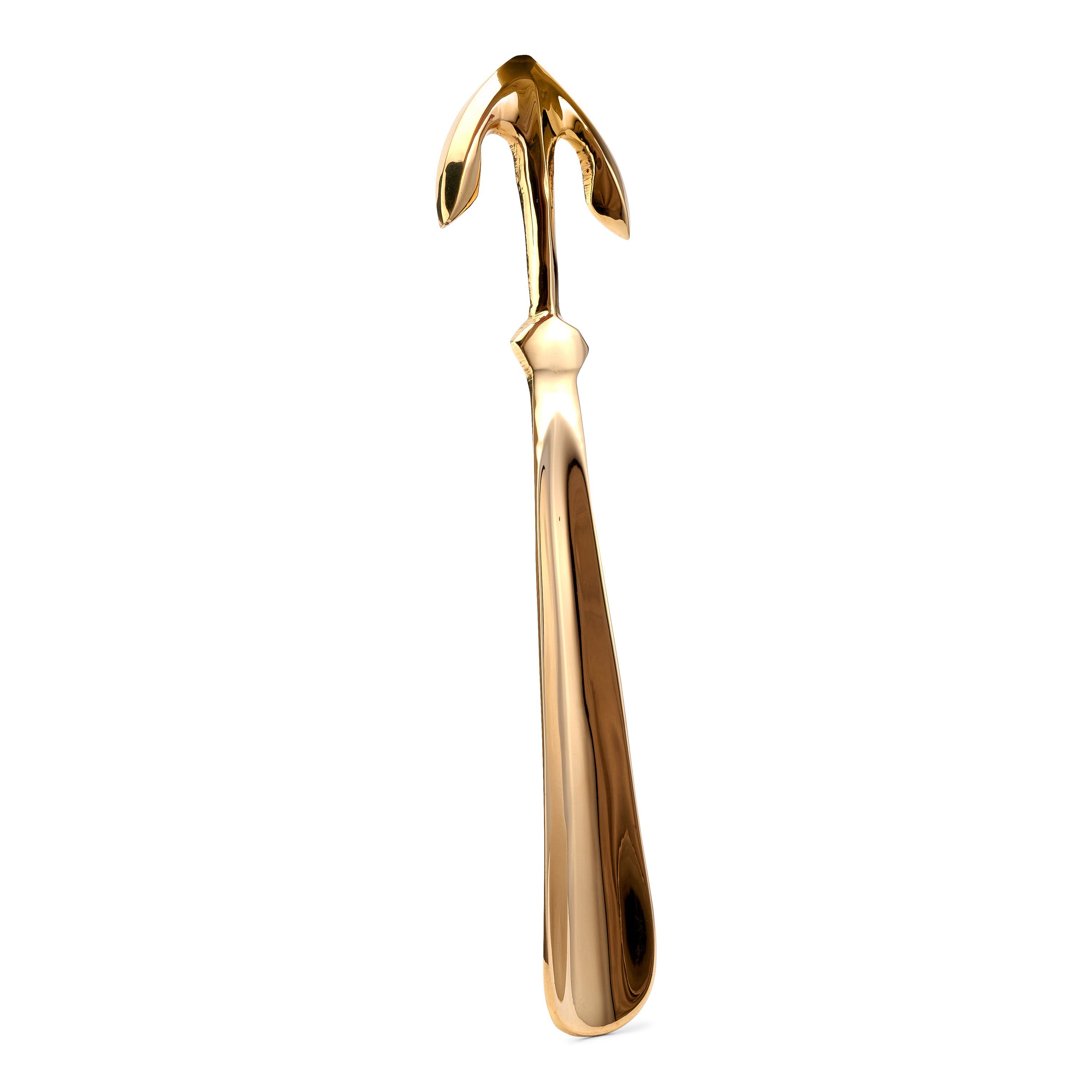 NKlaus Dekofigur 25cm Maritimer Schuhlöffel Anker Messing massiv gold Schuhanzieher 6cm, Made in Germany