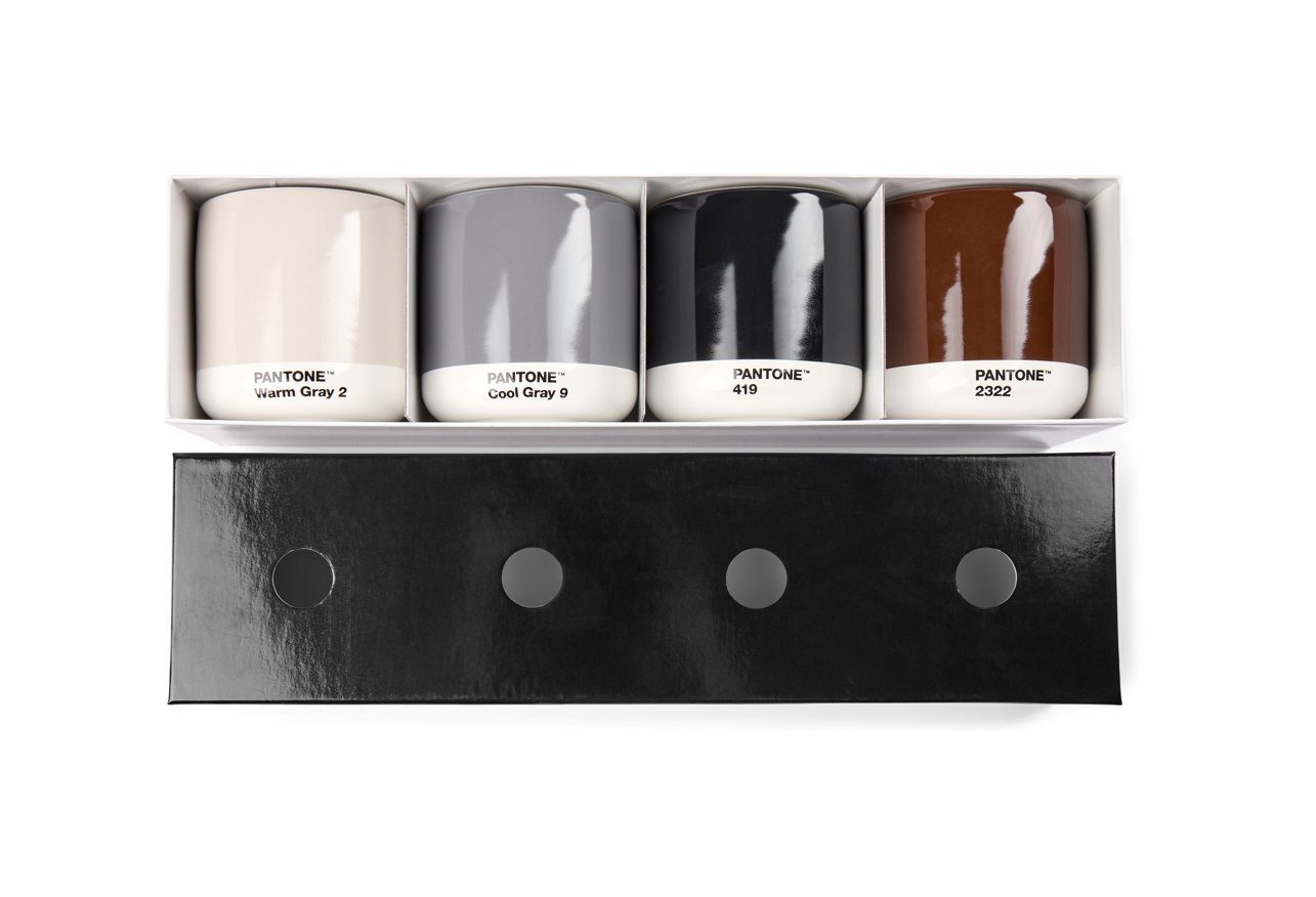 PANTONE Kaffeeservice, Porzellan Latte Macchiato Thermobecher 4er-Set. 220 ml