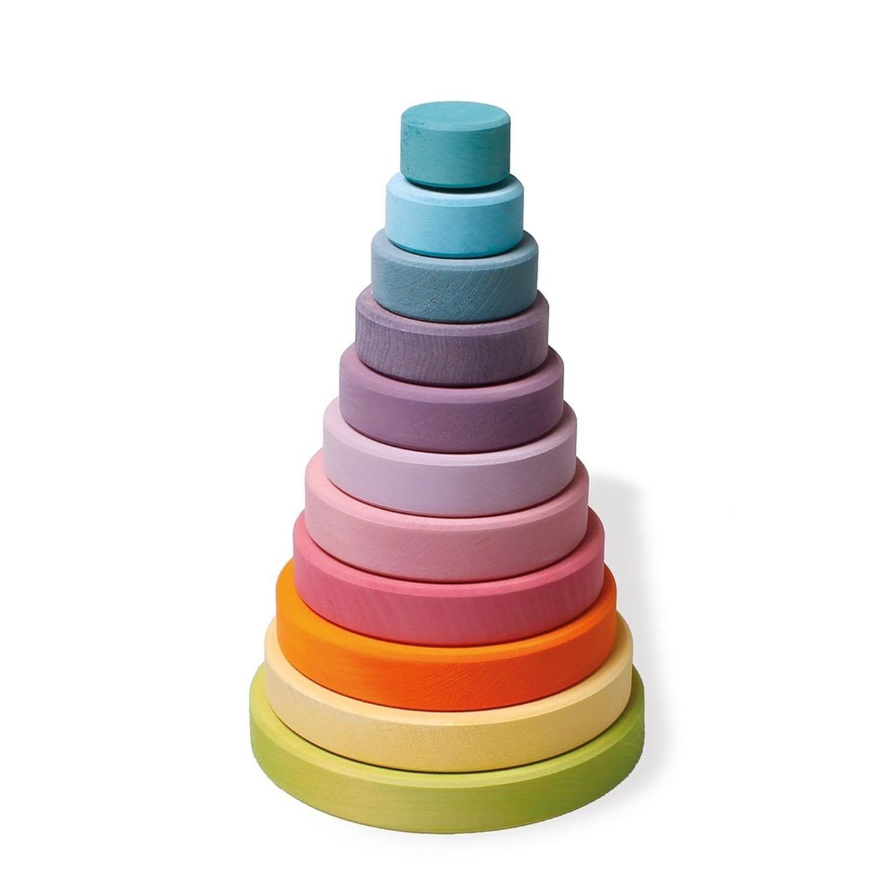 GRIMM´S Spiel und Holz Design Großer Scheibenturm pastell Stapelturm Holzspielzeug 10 Teile Spielbausteine
