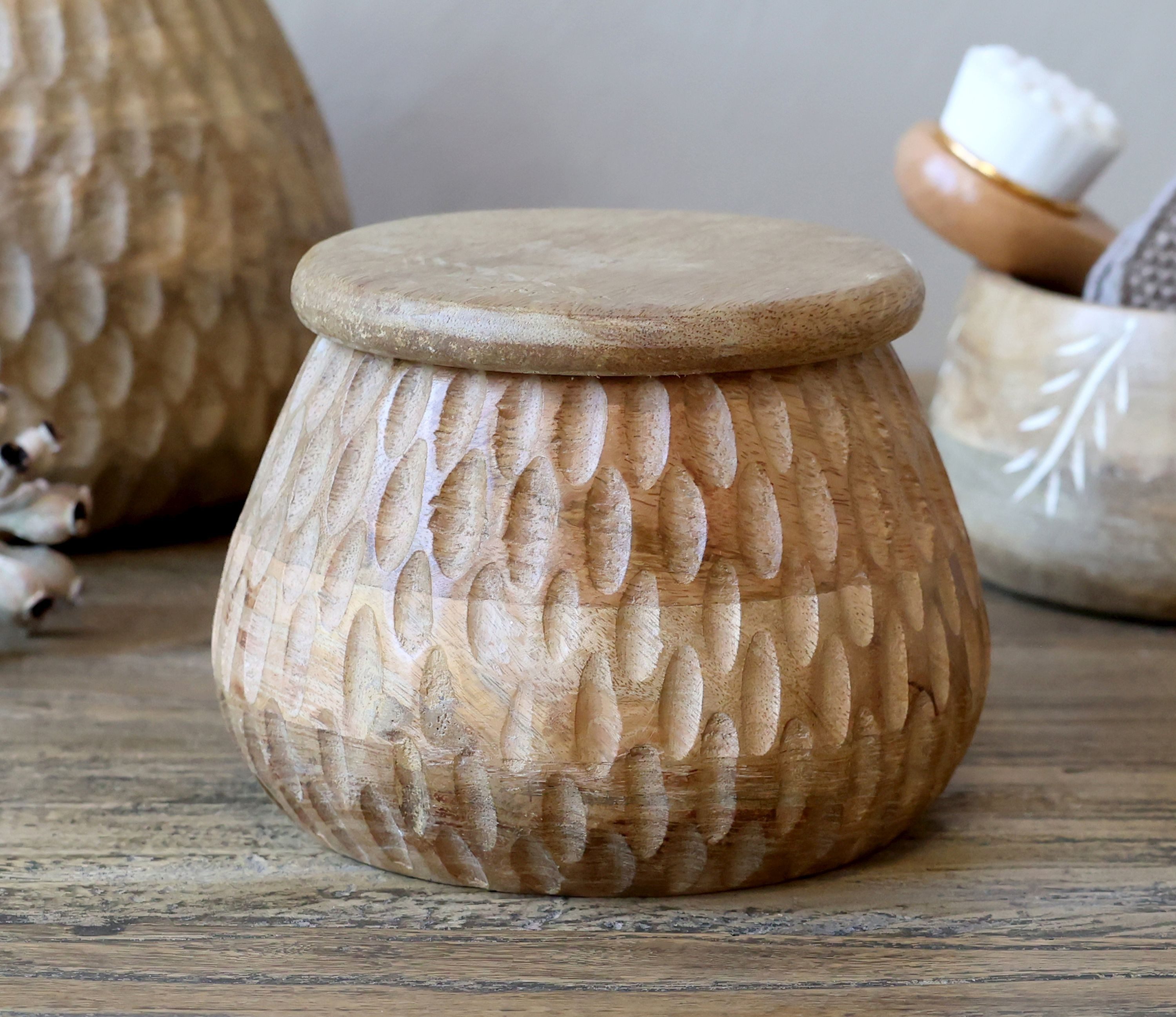 Chic Antique Holzkiste Chic Antique - Aufbewahrungsdose mit Deckel Dekodose Box D14cm Holz – Bild 2 von 5