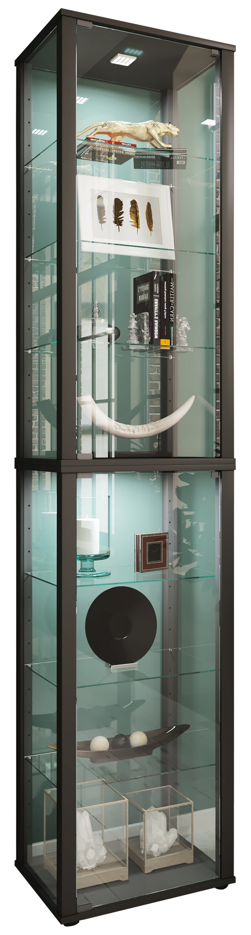 VCM Standvitrine Holz Glas Stand Vitrine Sammelvitrine Kavisa XL