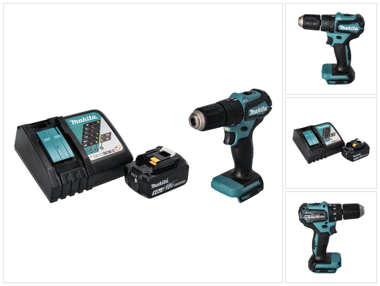 Makita Akku-Schlagbohrschrauber DHP 483 RT1 Akku Schlagbohrschrauber 18 V 40 Nm Brushless + 1x Akku 5