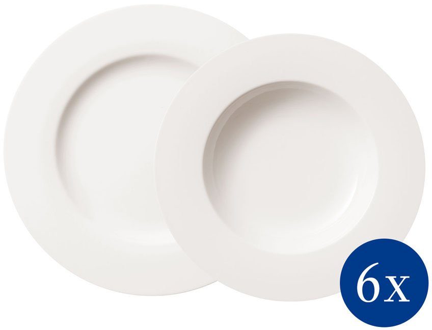 Villeroy & Boch Tafelservice Geschirr-Set Twist White (12-tlg), 6 Personen,  Porzellan, Teller Set, Premium-Qualität, 12 Teile, für 6 Personen