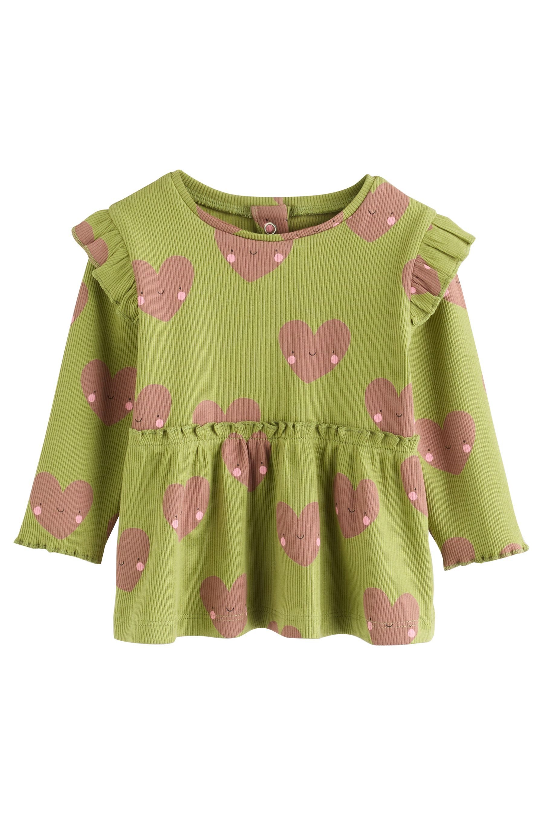 Next Langarmshirt & Leggings Baby Langarmoberteil mit Rüschen und Leggings (2-tlg) – Bild 3 von 5