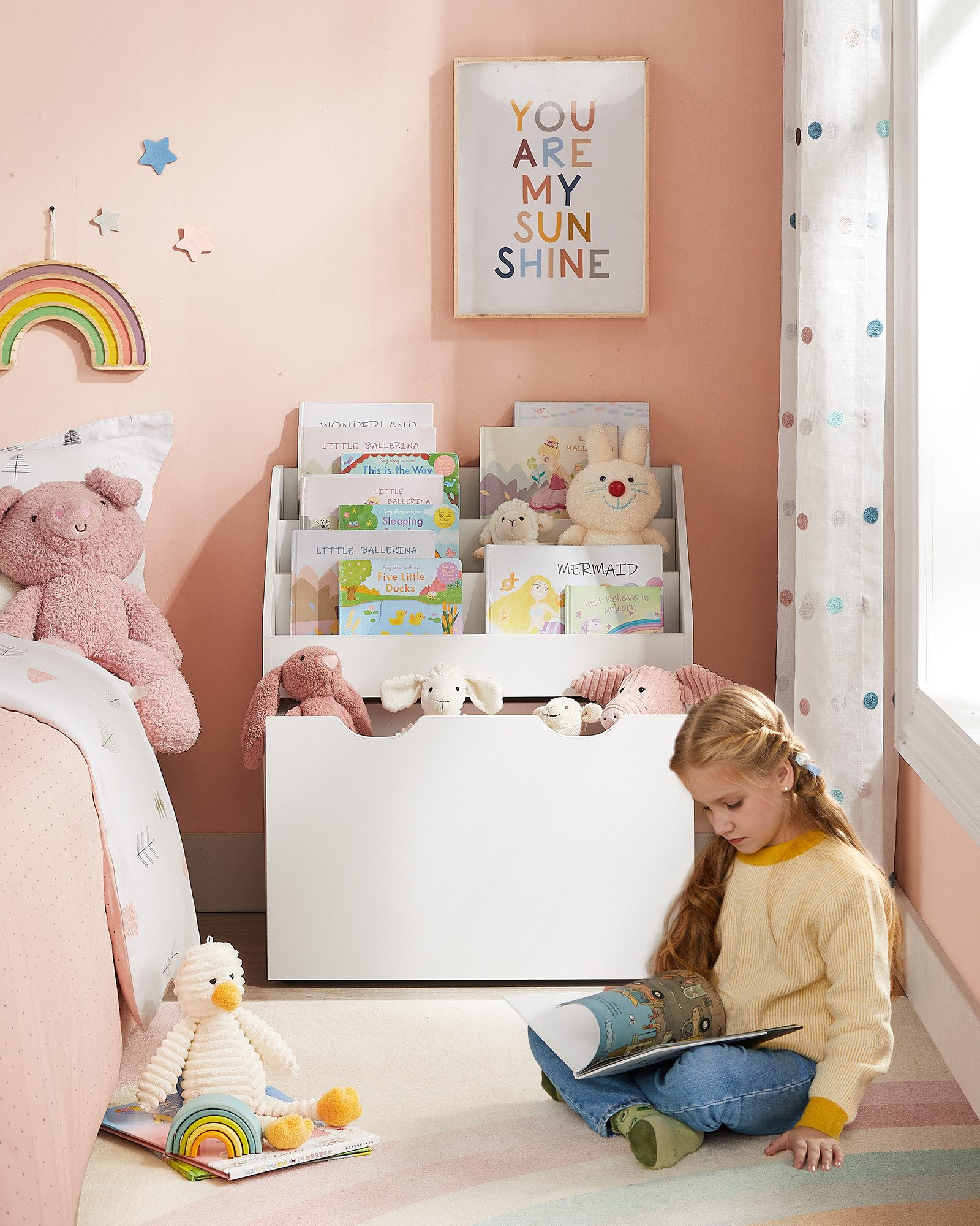 SONGMICS Spielzeugtruhe Bücherregal für Kinder, Kinderregal, Spielzeugregal günstig online kaufen