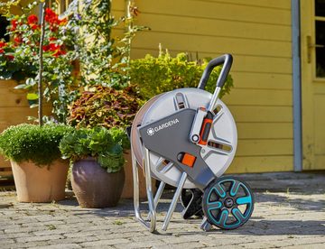 GARDENA Schlauchtrommel Schlauchwagen CleverRoll M Metall, bis zu 60m Schlauch, klappbarer Standfuß