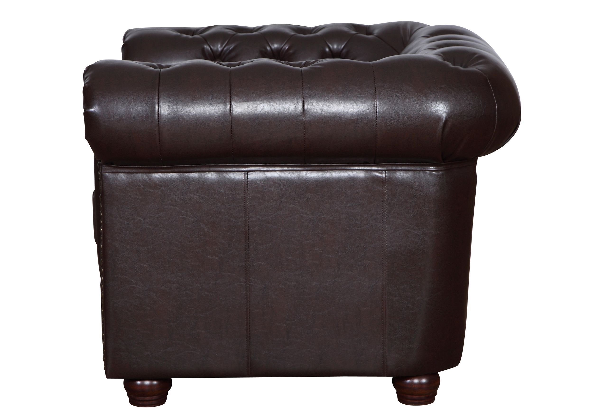 Couch Polstersofa Sofa Vintage Kunstleder in Sitzer Sessel braun Küchen-Preisbombe 1