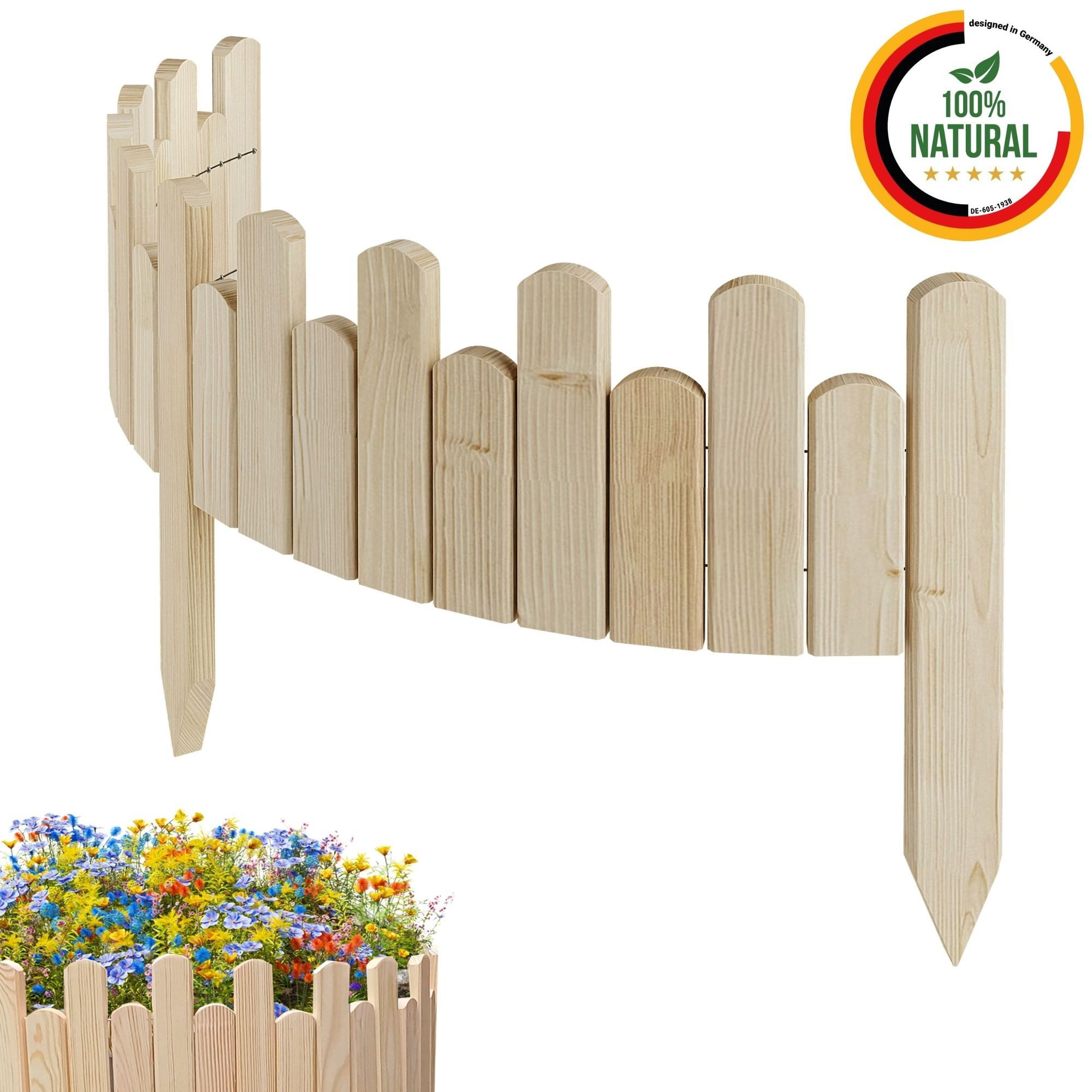 Floranica Palisade Beeteinfassung Rasenkante Flexible Holzzaun günstig online kaufen
