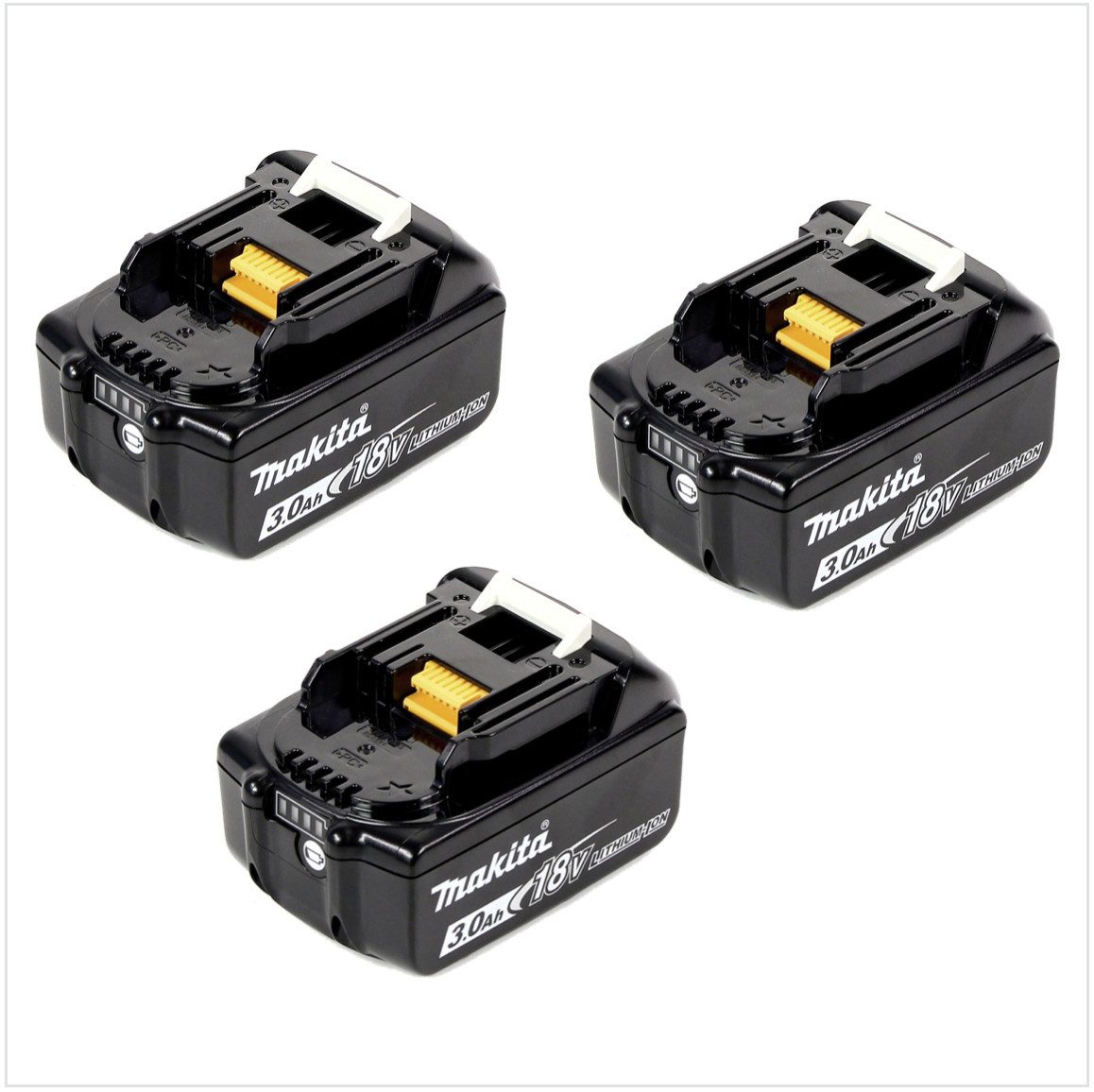 Makita 3x BL 1830 B 18V - 3 Ah / 3000 mAh Li-Ion Akku mit LED Anzeige Akkupacks