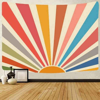 Wandteppich Wandteppich Vintage Sun Tapisserie Boho Wandbehang Retro, Fivejoy, (150 x 130 cm)