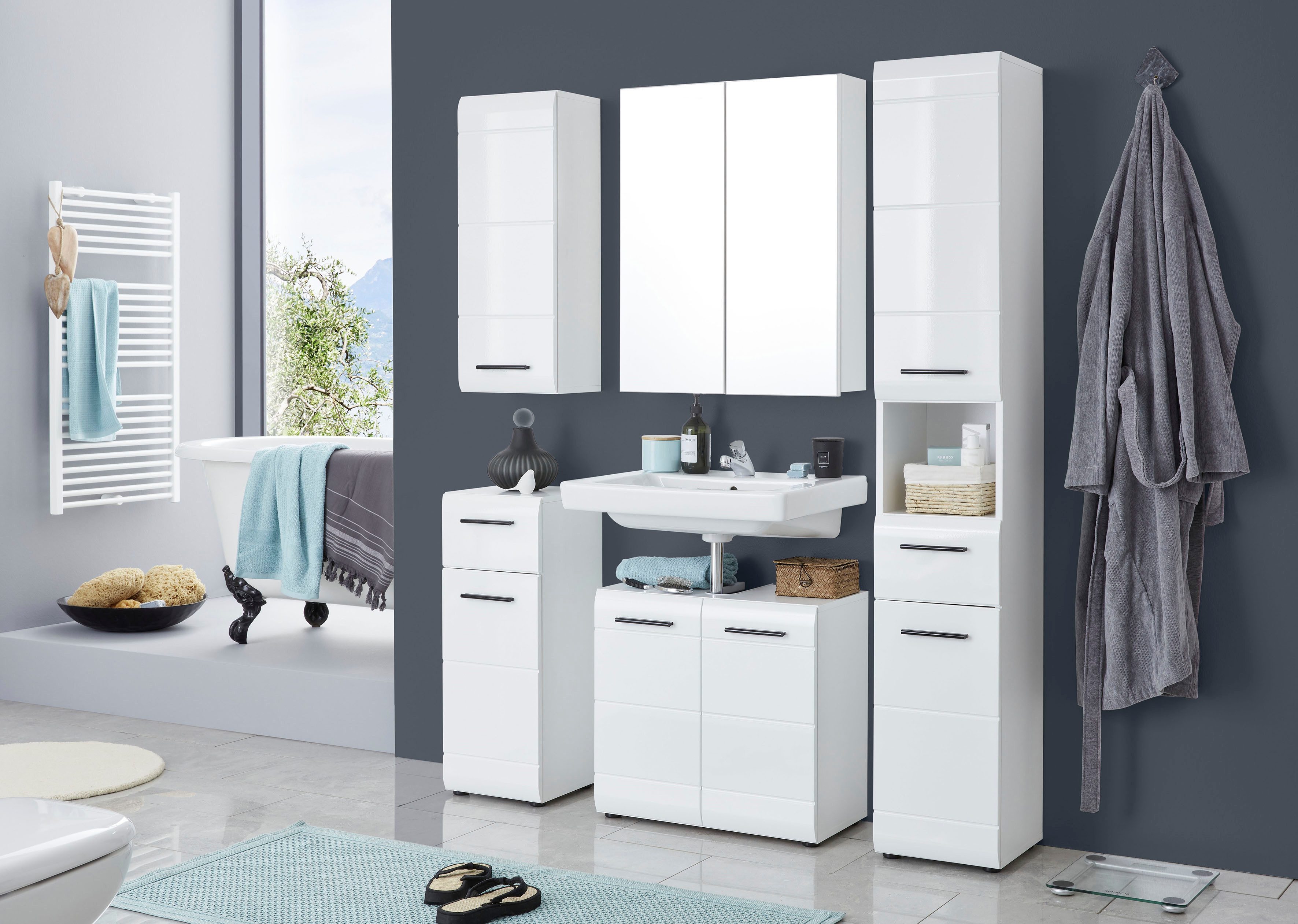 welltime Spiegelschrank Sovana Badschrank wahlweise mit oder ohne Beleuchtung - (B/T/H) 60/18/67 cm
