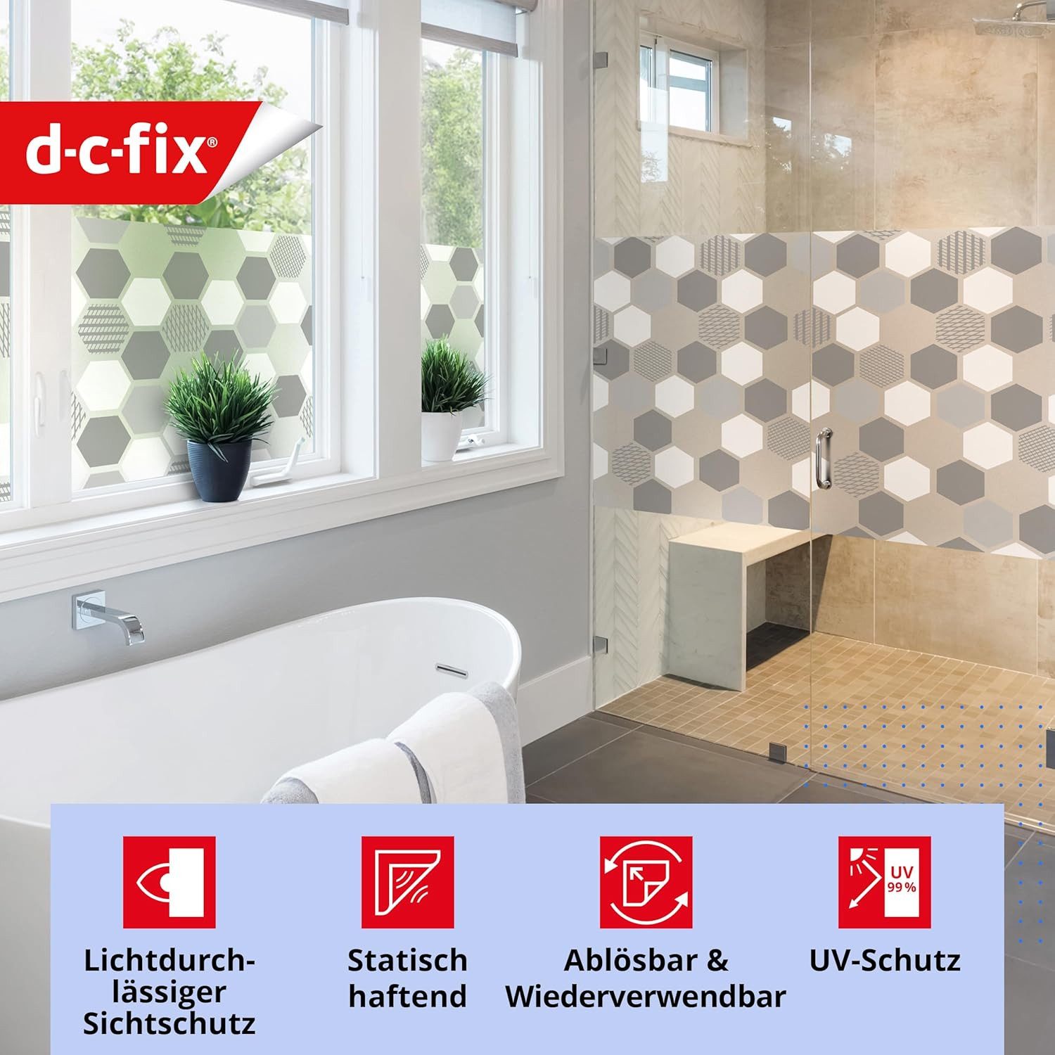 d-c-fix Fensterfolie Wido Sichtschutzfolie selbsthaftend Deko Folie für Fenster innen, Statisch haftend - Rückstandslos entfernbar & wiederverwendbar