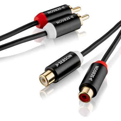 SEBSON Cinch Verlängerung 1m - 2 Cinch Stecker zu 2 Cinch Buchsen - AUX Audio Verlängerungskabel Optisches-Kabel, (100 cm)