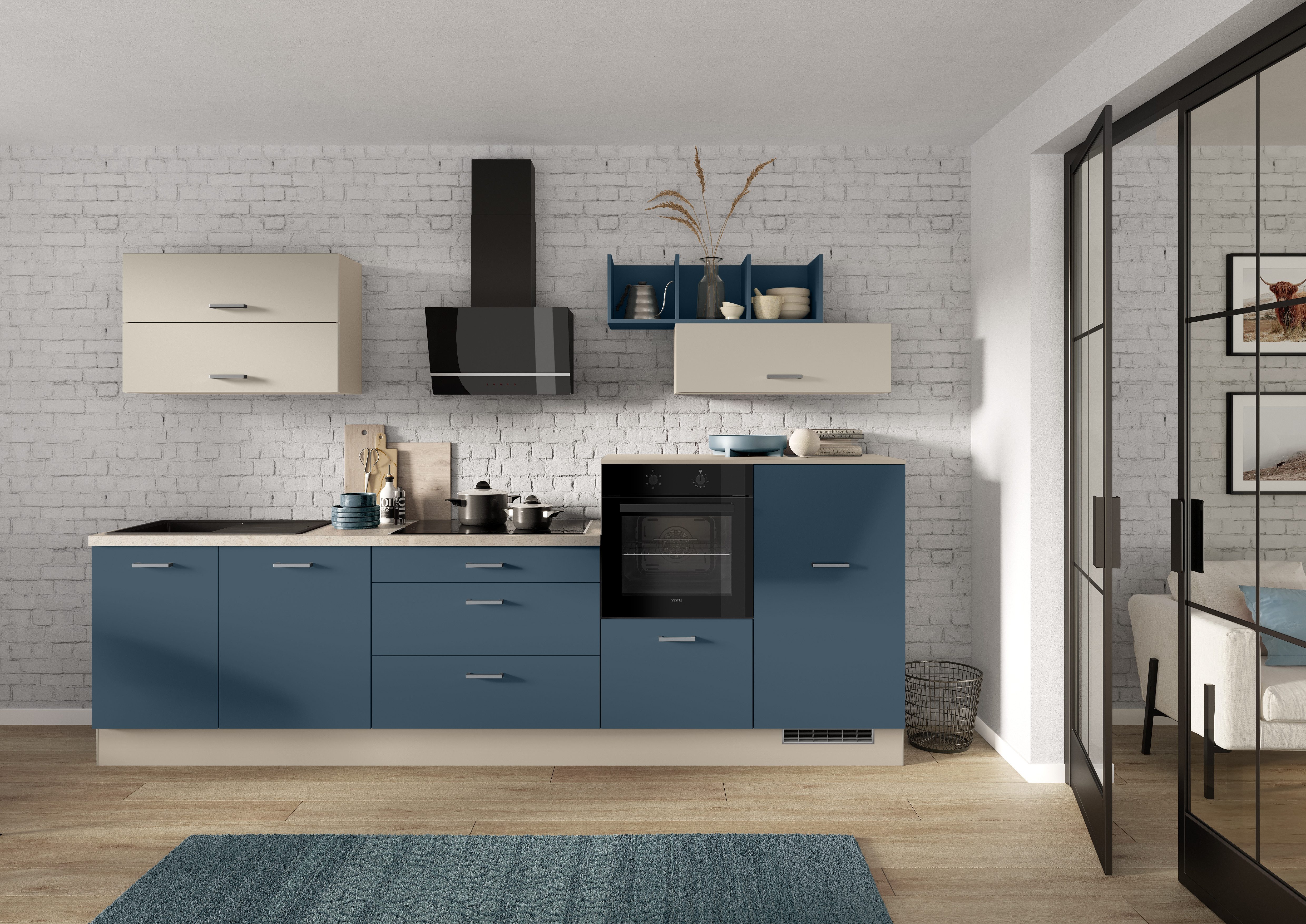 IMPULS KÜCHEN Küchenzeile "New York", Schubkästen mit Soft-Close, (Set), wählbare Ausrichtung, Soft-Close-Schubkästen, Breite 320 cm