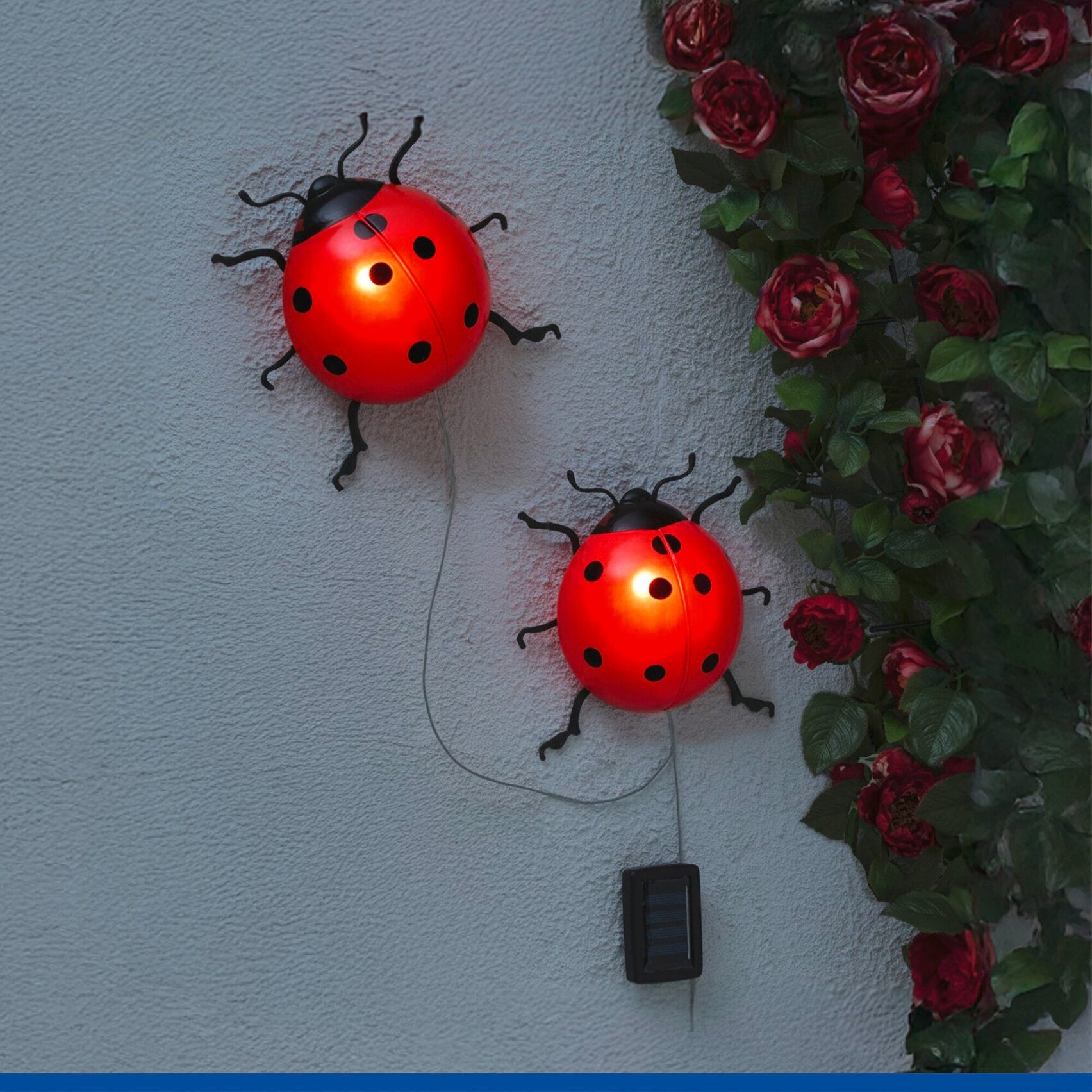 Maximex LED Gartenleuchte Modell Marienkäfer, Ein-/Ausschalter, LED fest integriert, Warmweiß, solarbetriebene Gartendekoration, leuchtet bis zu 10 Stunden
