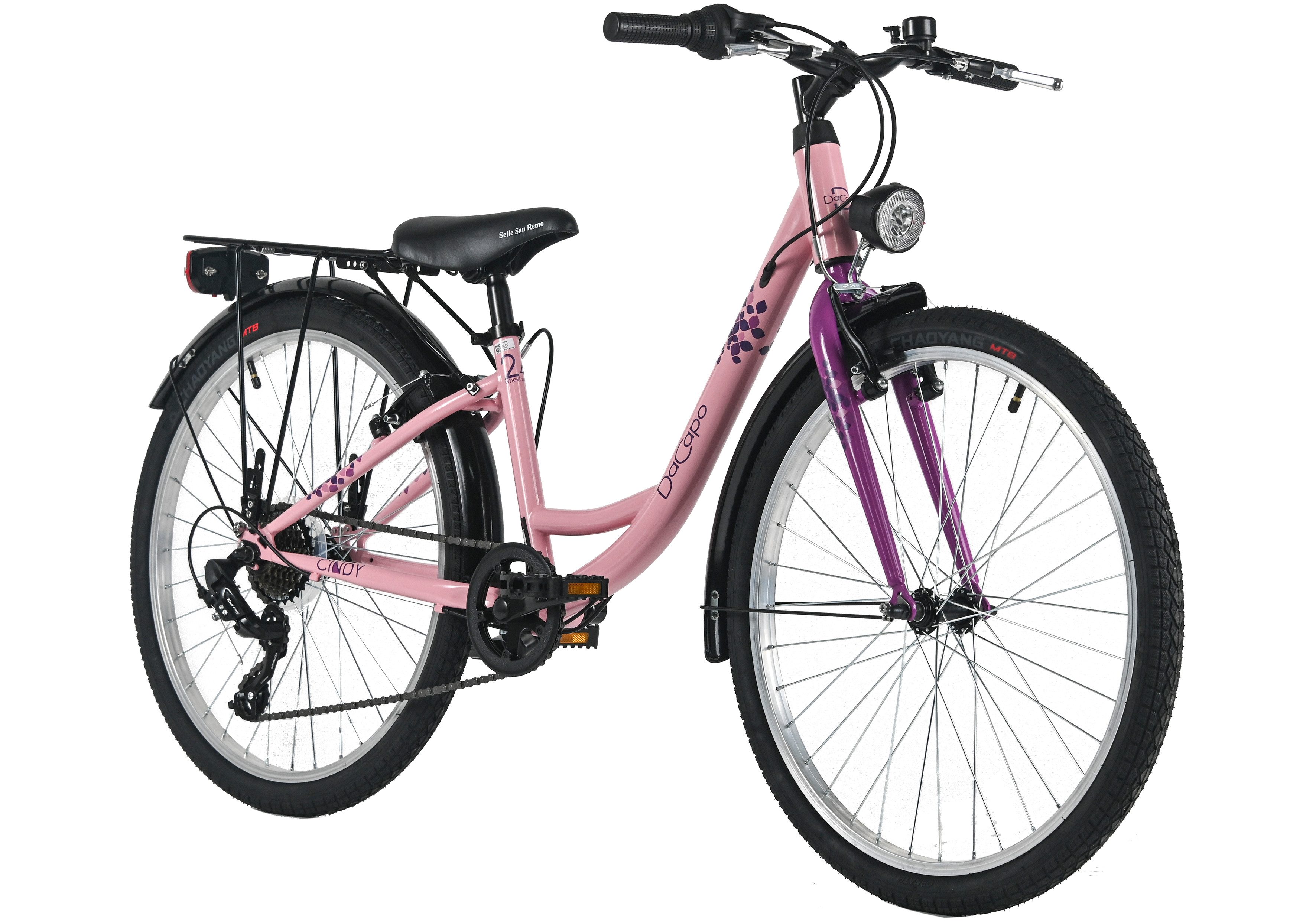 Dacapo Kinderfahrrad 24" Cindy Rosa 7 Gänge RH 32 cm - Ab 8 Jahre, 7 Gang, Kettenschaltung
