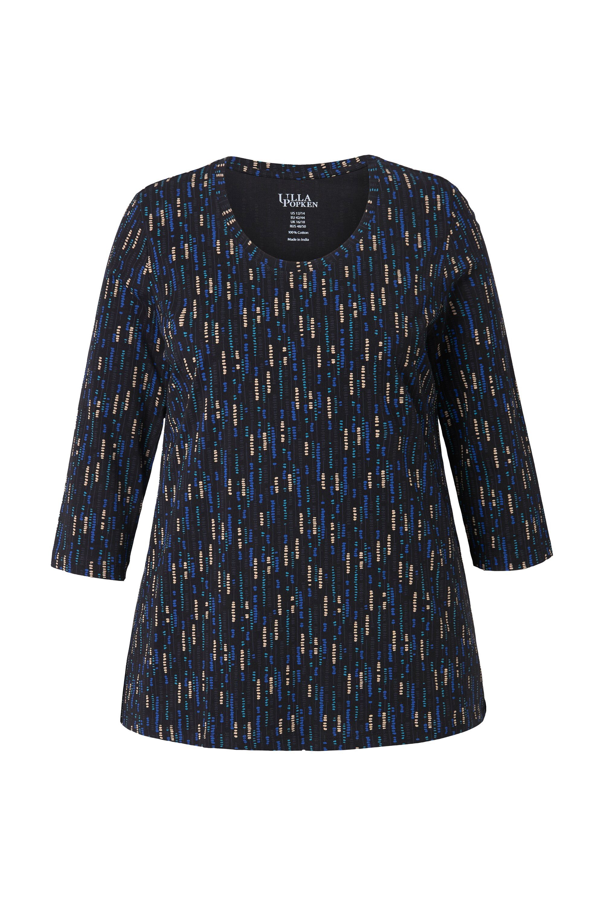 Ulla Popken Longshirt Shirt A-Linie Rundhalsausschnitt 3/4-Arm günstig online kaufen